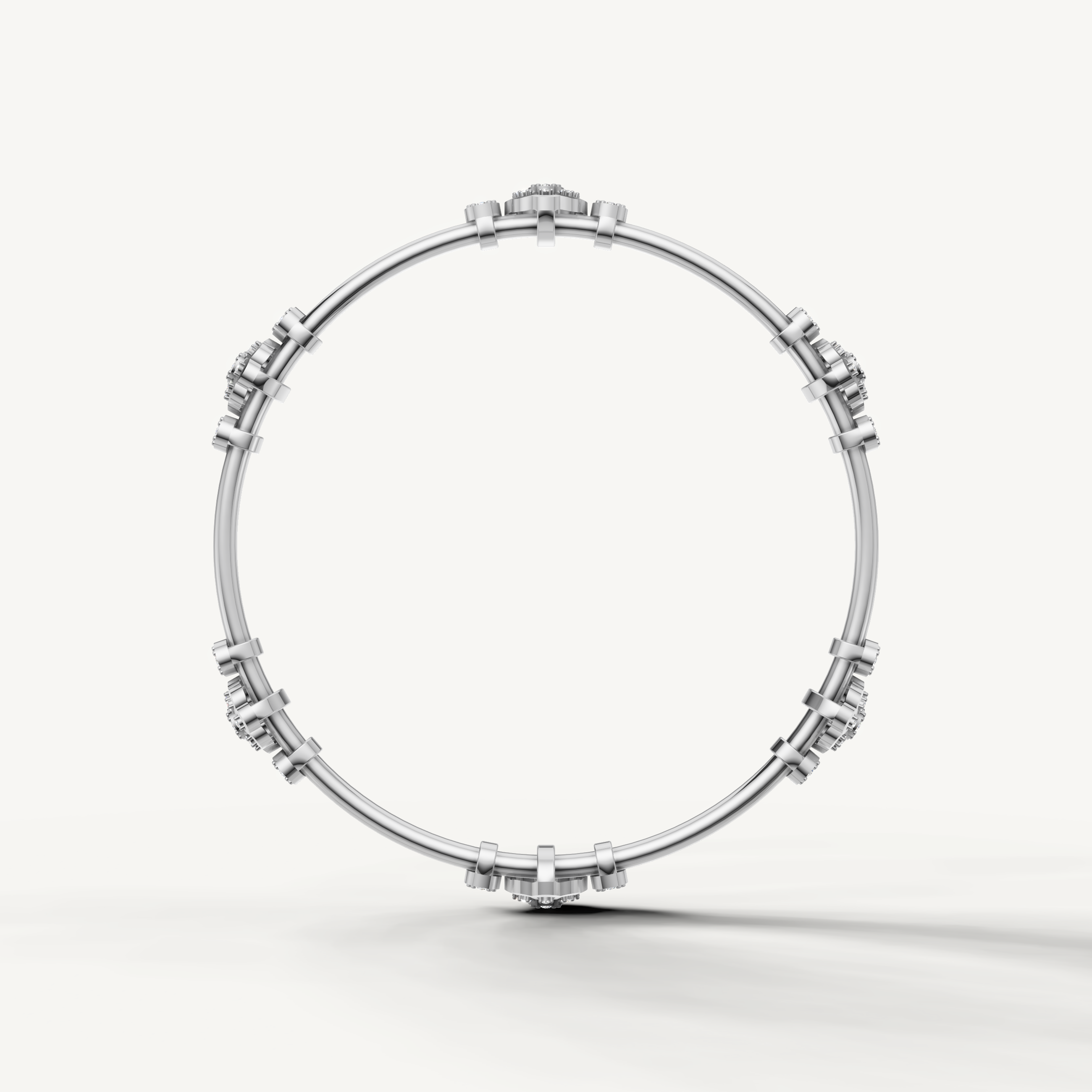 White gold floral diamond bangle bracelet with modern luxury styling