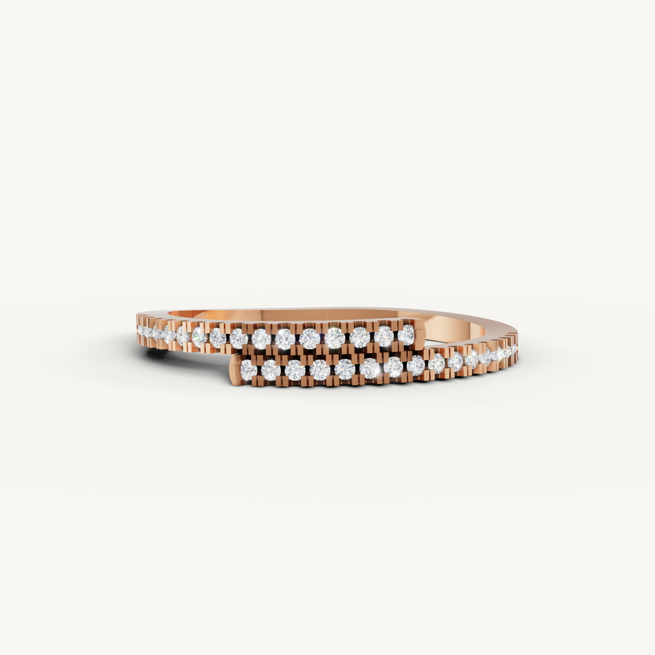 Raul Diamonds rose gold layered diamond wedding band with double row pavé diamonds
