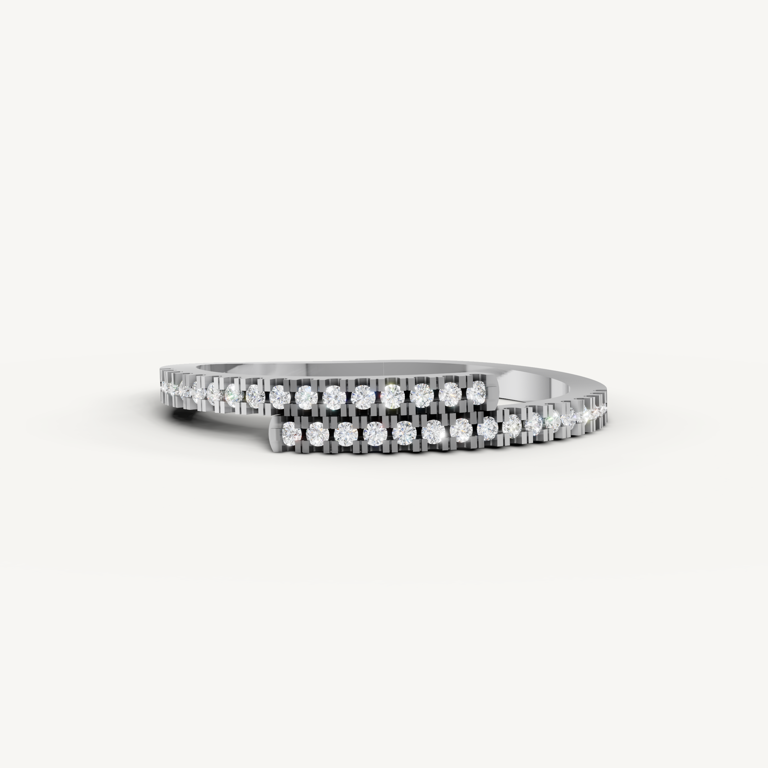 Raul Diamonds white gold layered diamond wedding band with round brilliant diamond rows