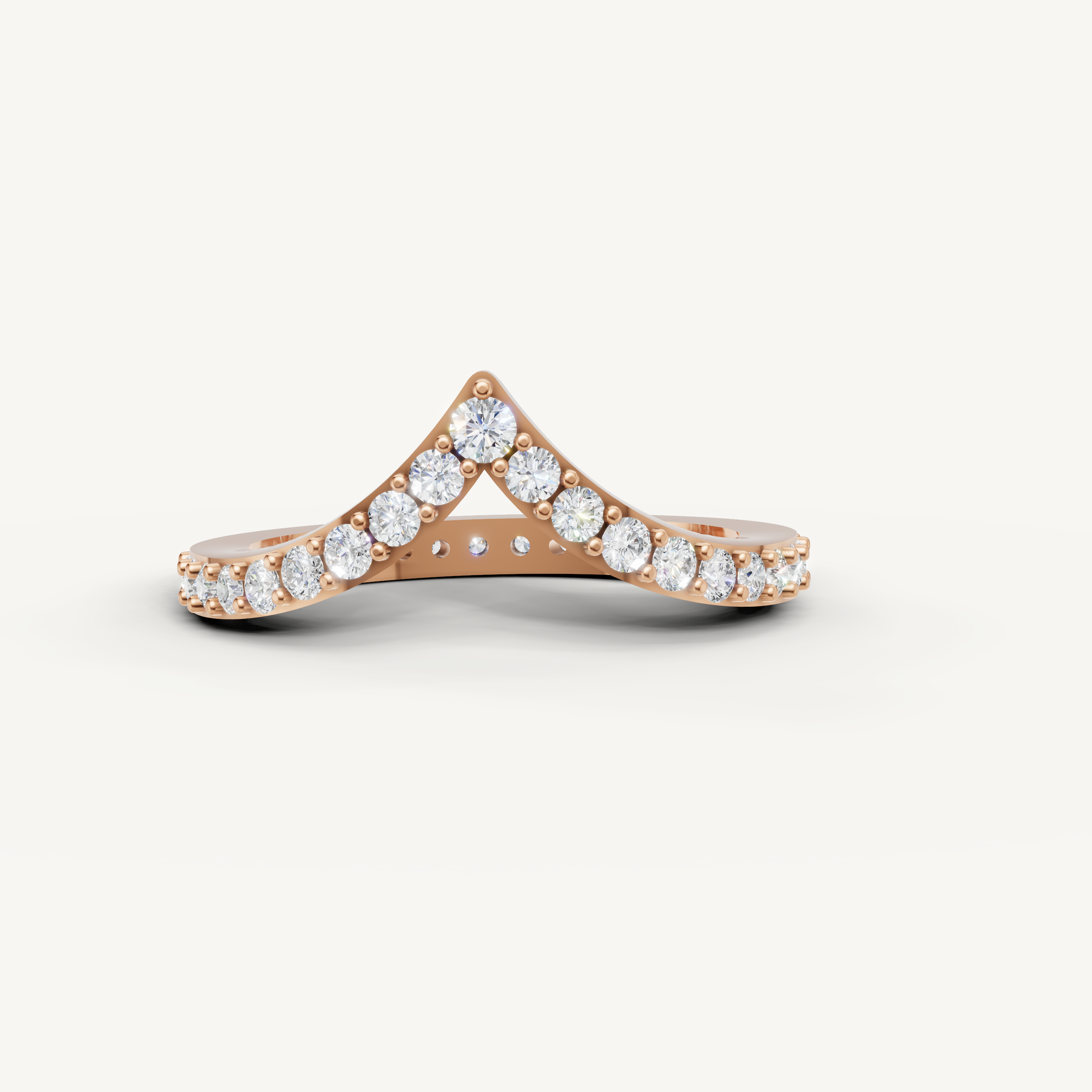 Raul Diamonds rose gold crown inspired diamond wedding band with brilliant round diamonds
