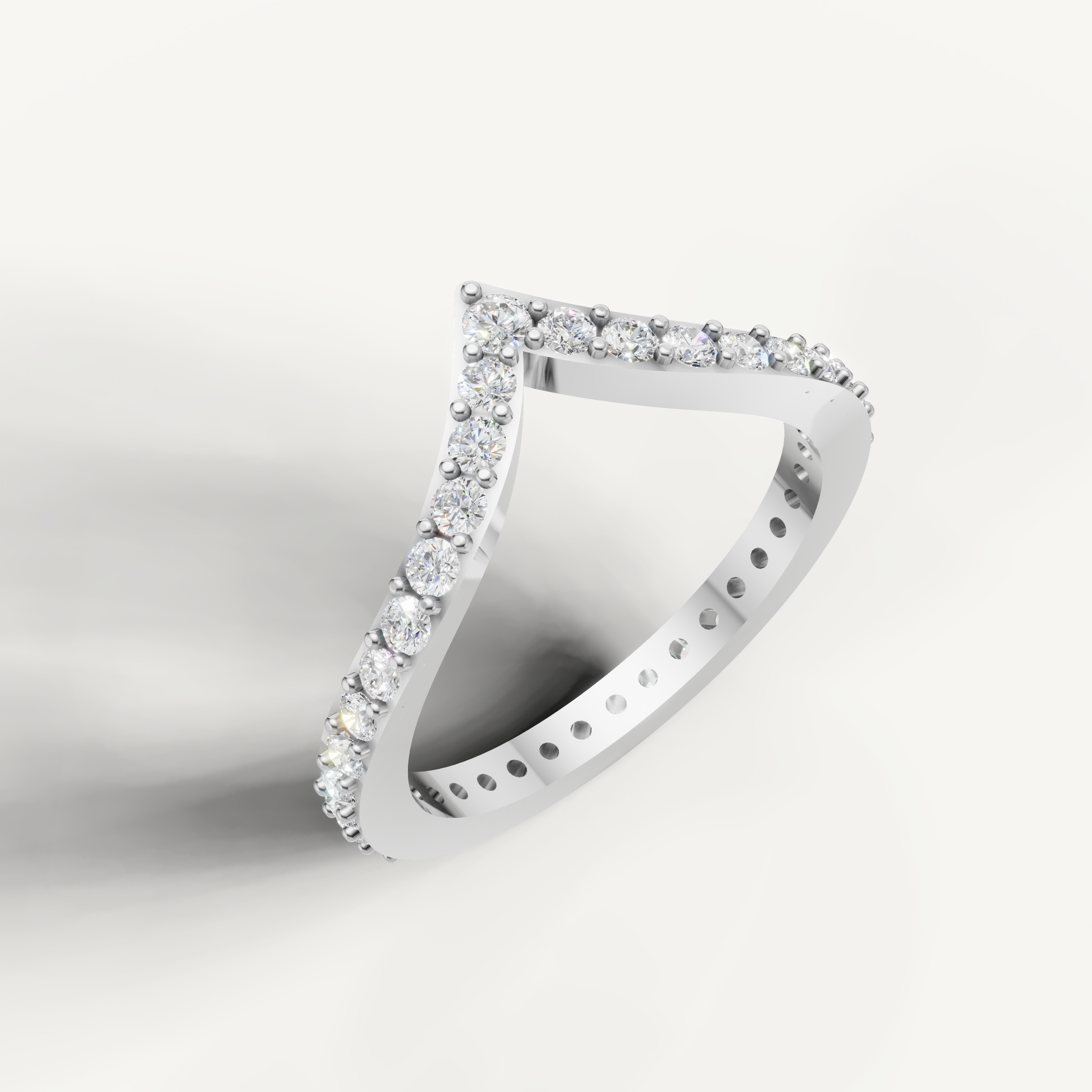 Elegant white gold tiara wedding ring featuring brilliant round diamonds by Raul Diamonds