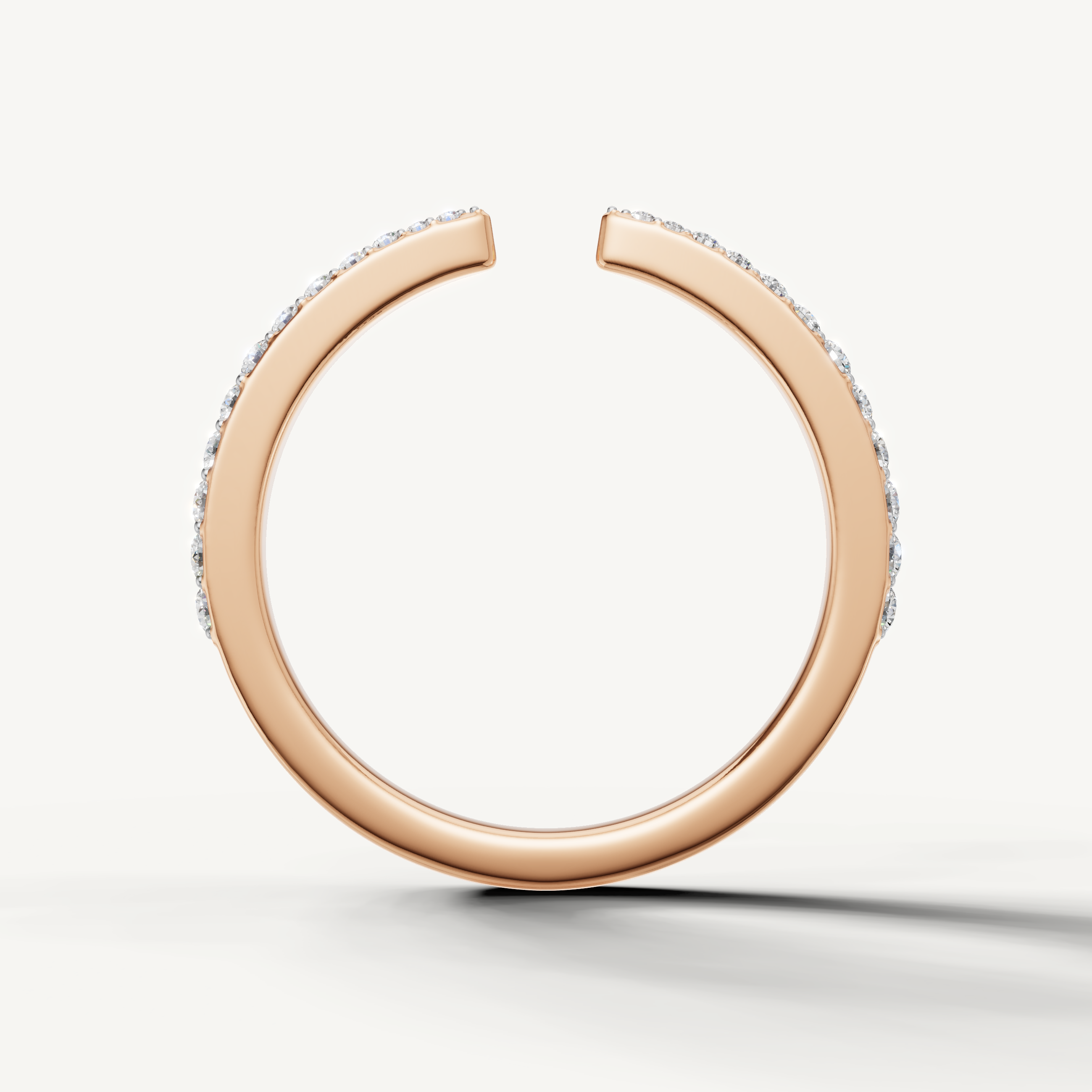 Luxury rose gold stackable diamond wedding ring by Raul Diamonds with open design