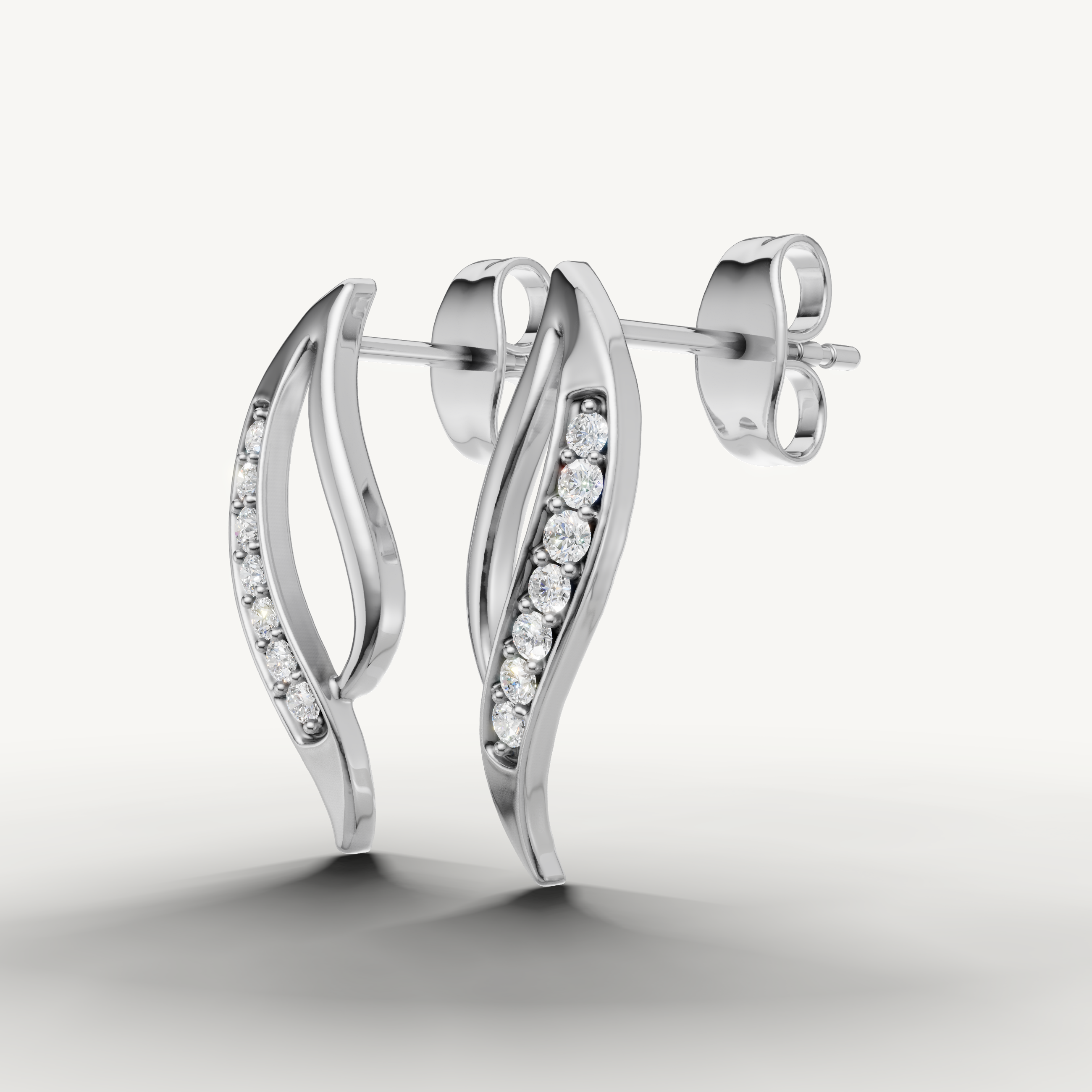 Raul Diamonds white gold contemporary diamond stud earrings with sleek modern styling
