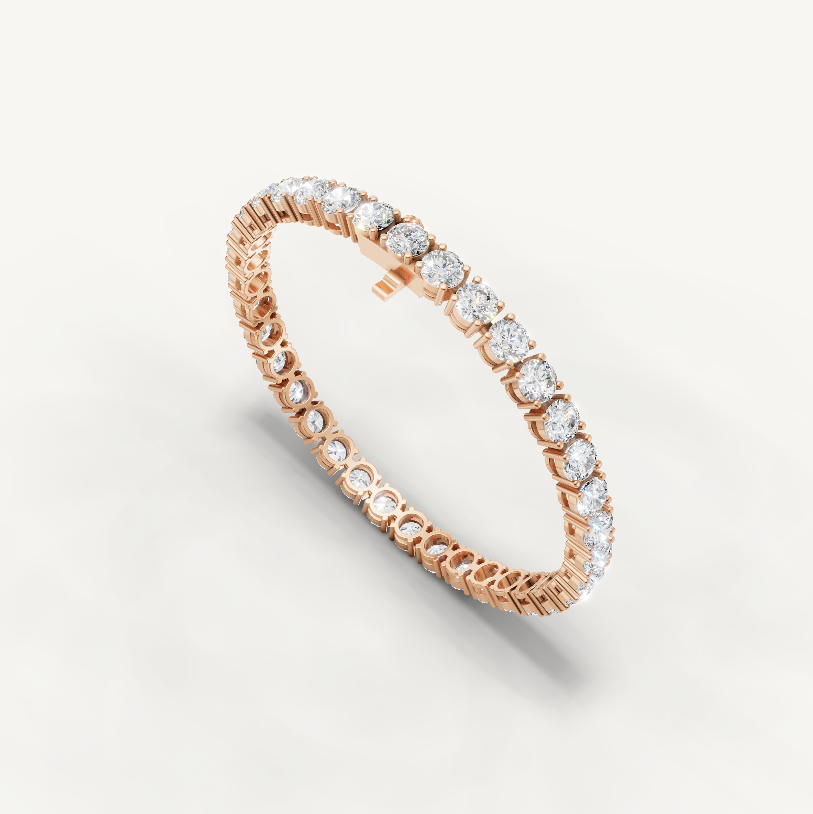 Modern 12 Carat Diamond Tennis Bracelet for Women in Rose Gold by Raul Diamonds