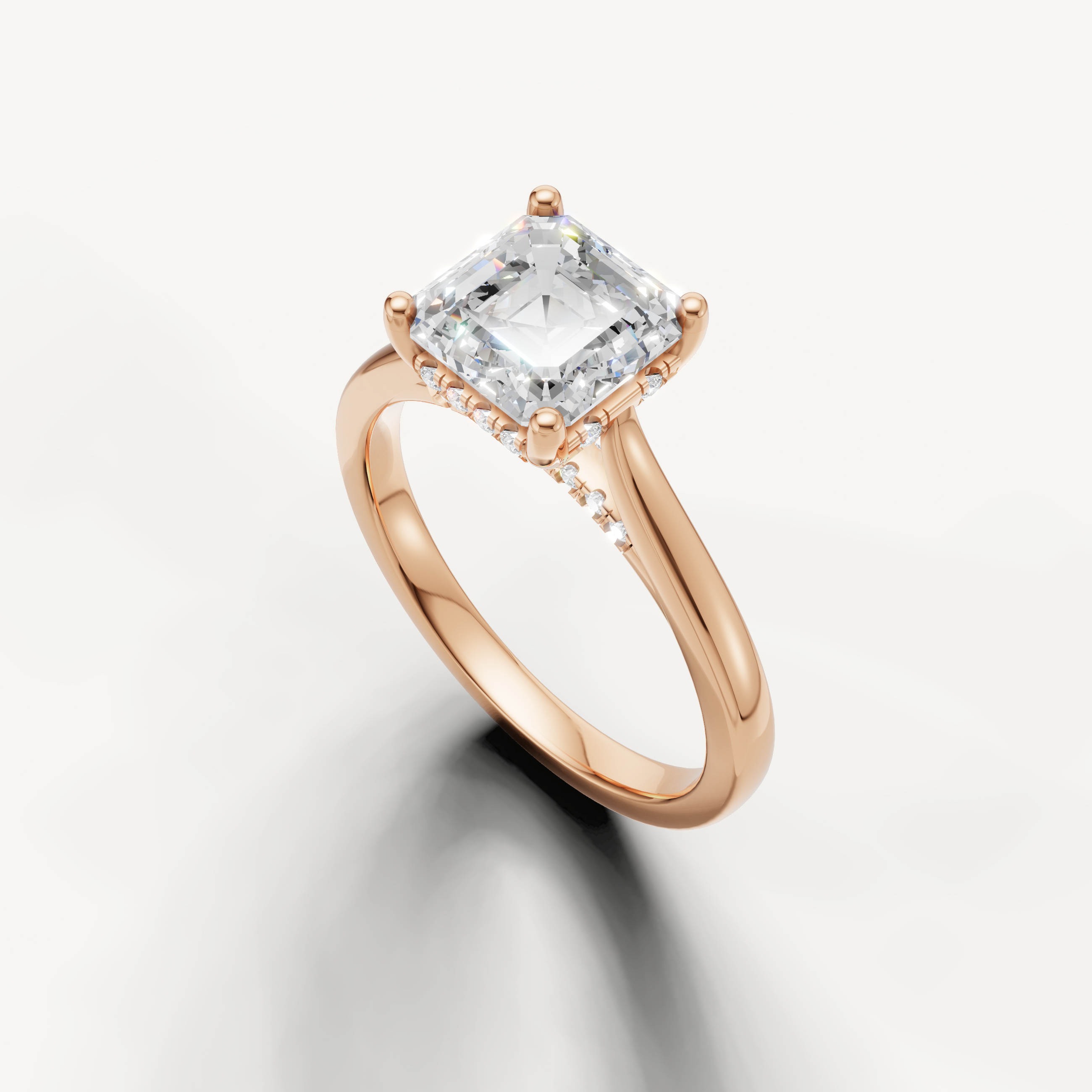 sophisticated asscher cut lab grown diamond solitaire ring with Art Deco elegance