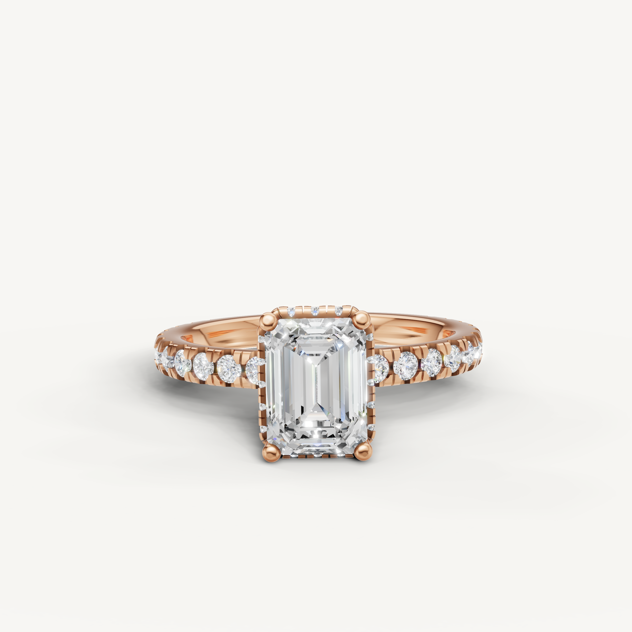 emerald cut lab grown diamond engagement ring in 14k rose gold