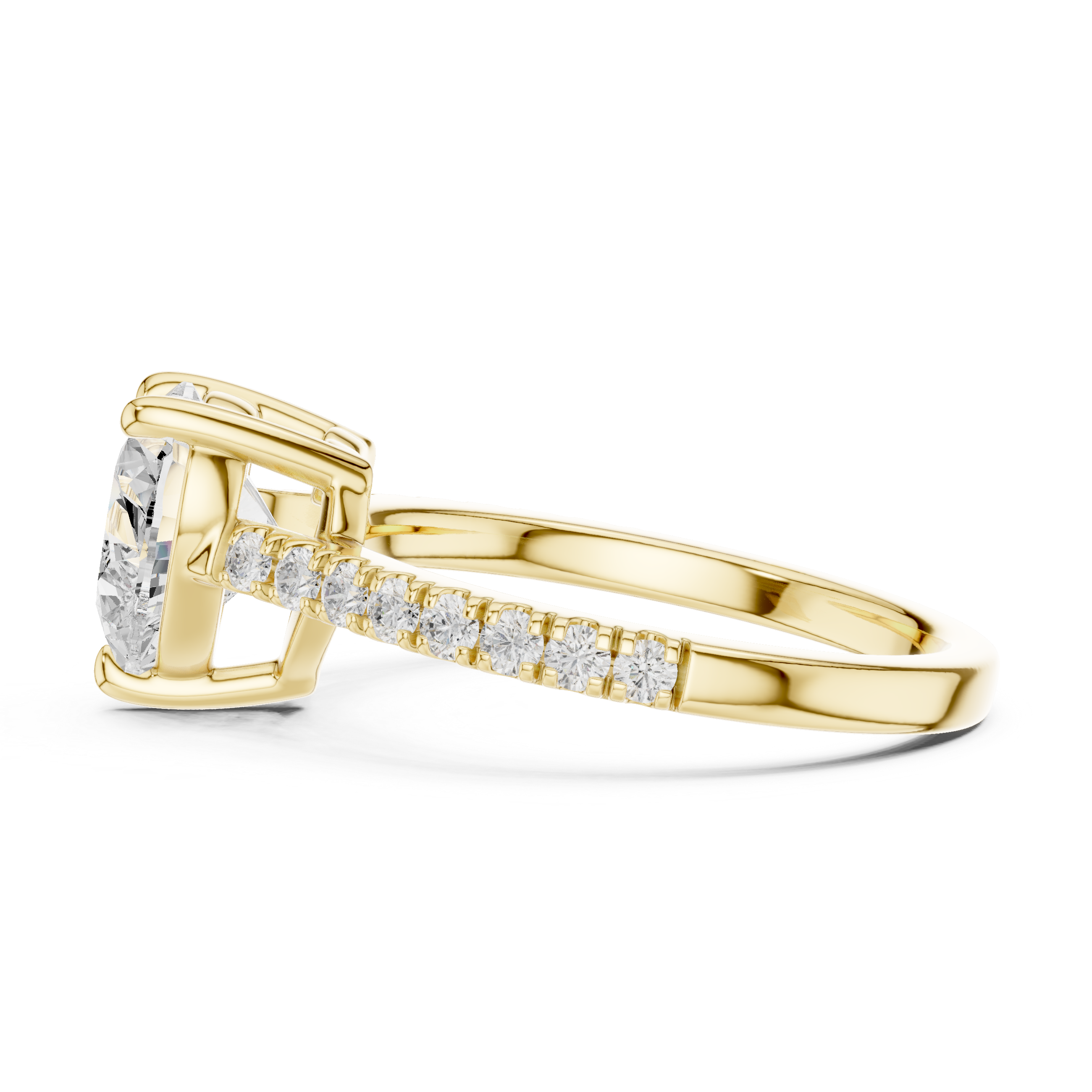 Lab grown 2 ct heart diamond ring with pavé band