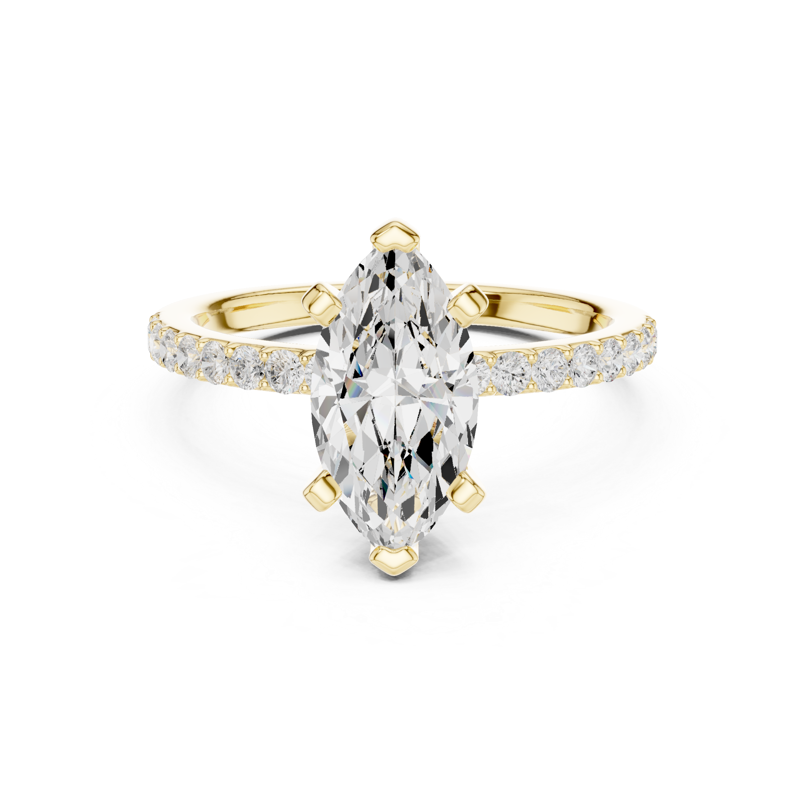 2.0ct marquise lab grown diamond pavé engagement ring