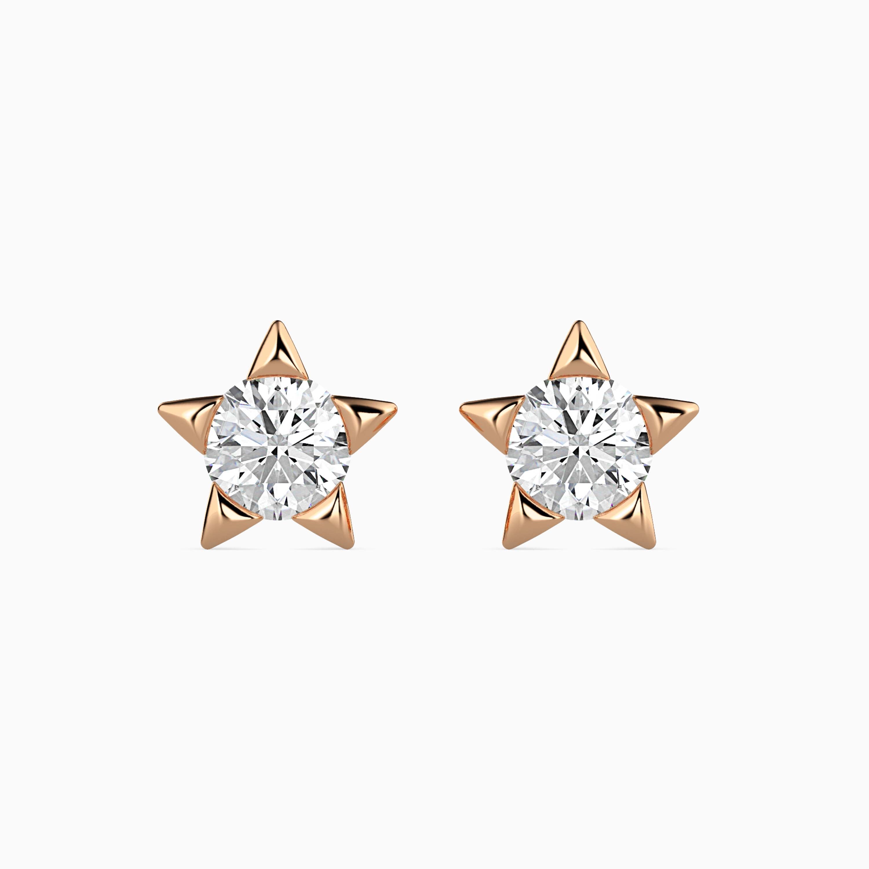 14K Gold Celestial Star Lab-Grown Diamond Stud Earrings | Ethical Fine Jewelry