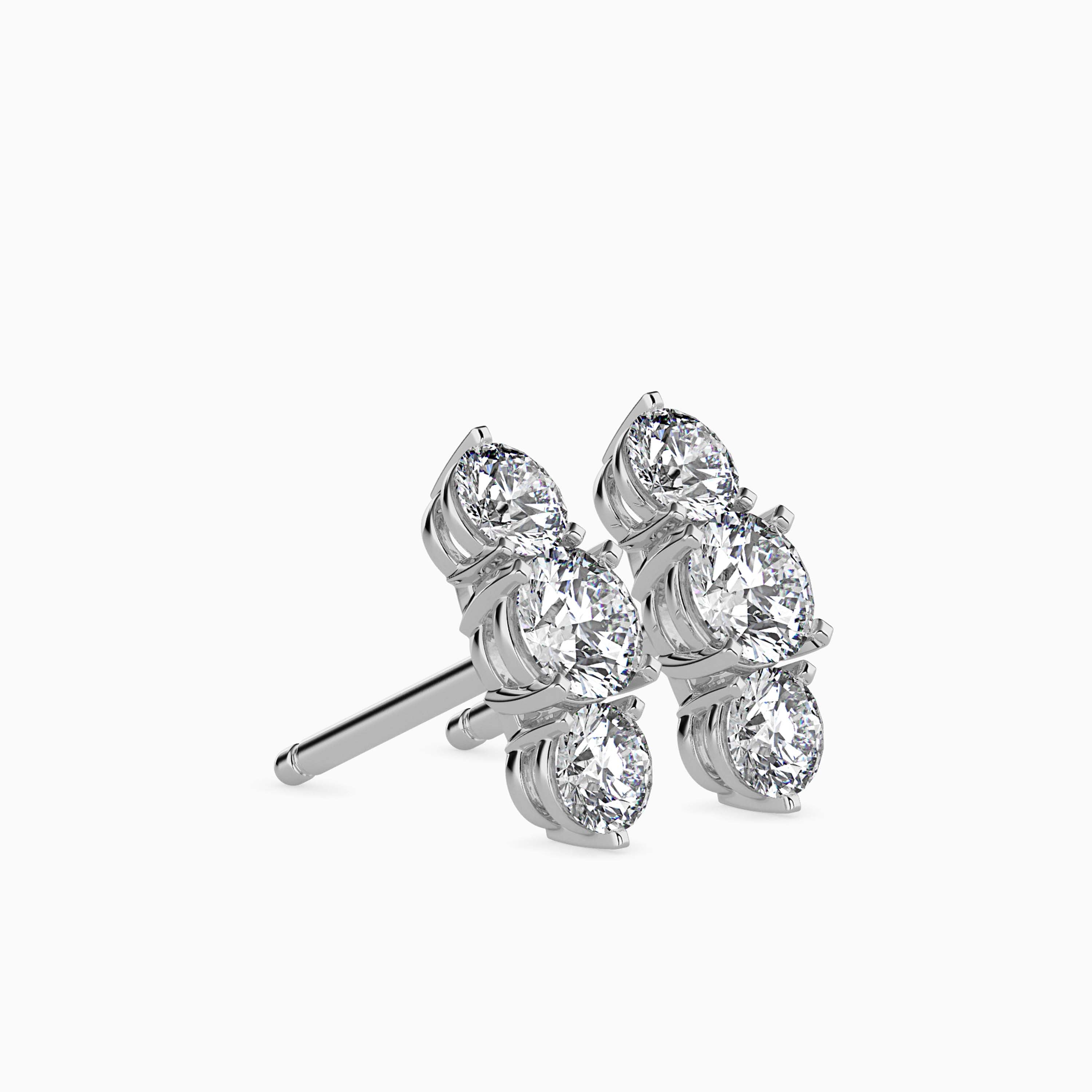 14K Gold Lab Grown Diamond Triple Stone Climber Earrings