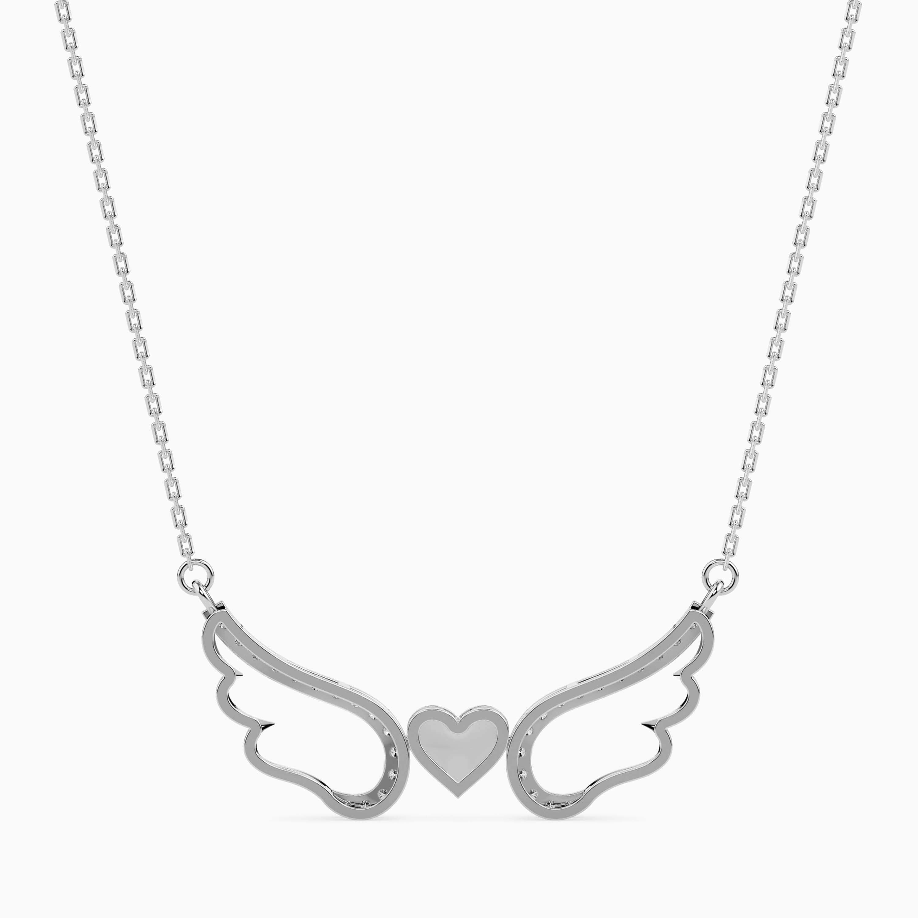 14k Gold Angel Wings Heart Necklace | Meaningful Protection Pendant