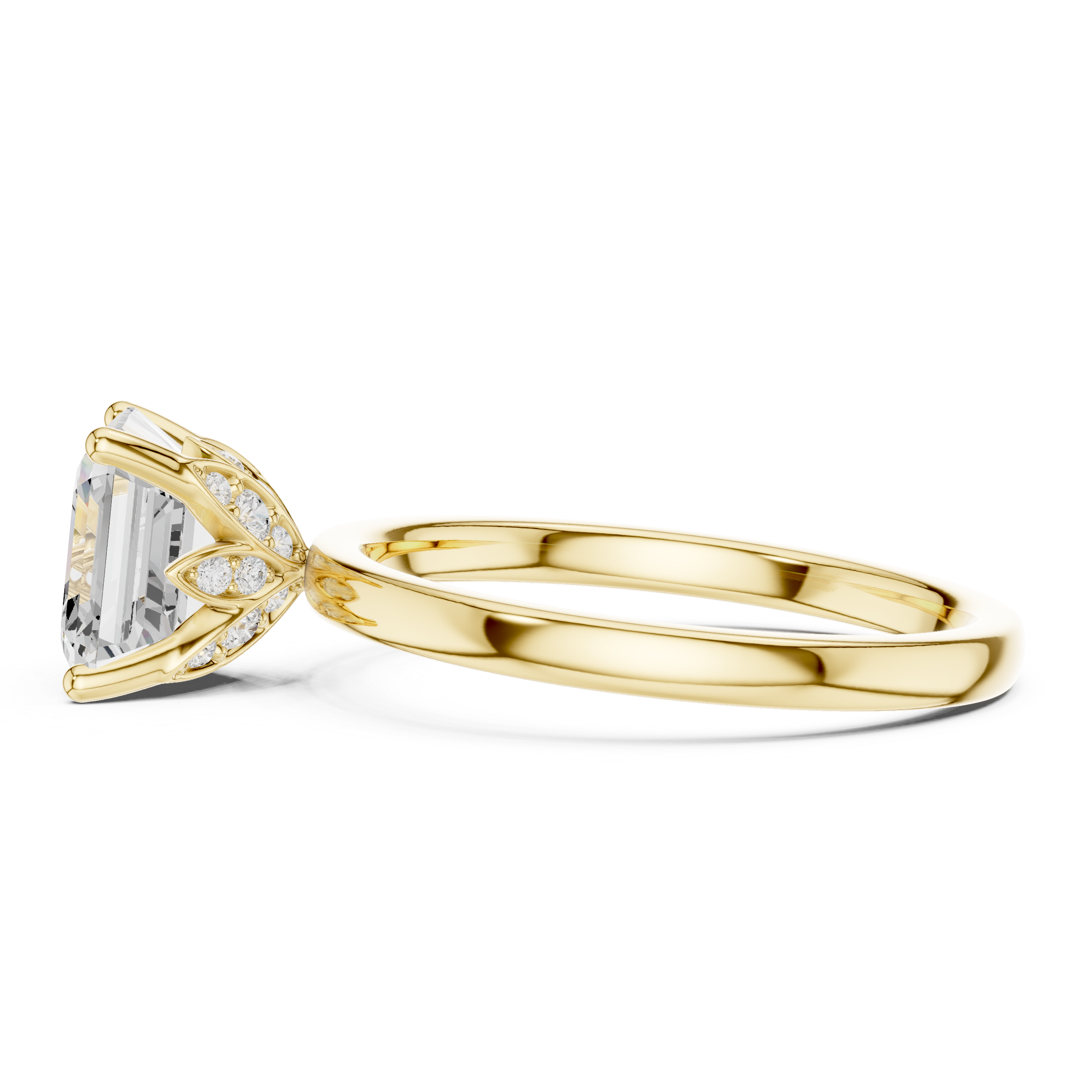 Step-Cut Square Diamond Solitaire in Yellow Gold