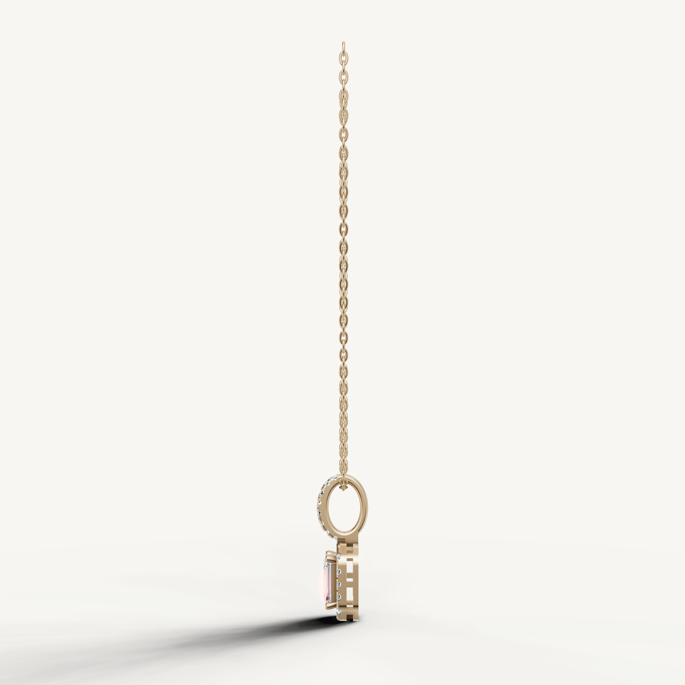 Luxury Emerald Cut Lab Grown Diamond Pendant with Pavé Halo Yellow Gold