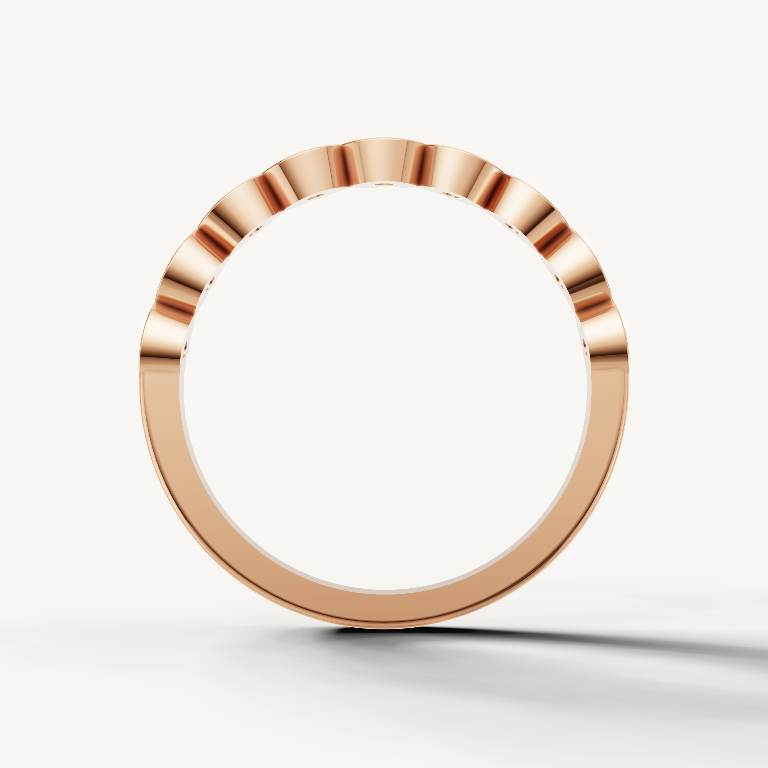 Fine rose gold diamond wedding ring by Raul Diamonds with modern infinity inspired design