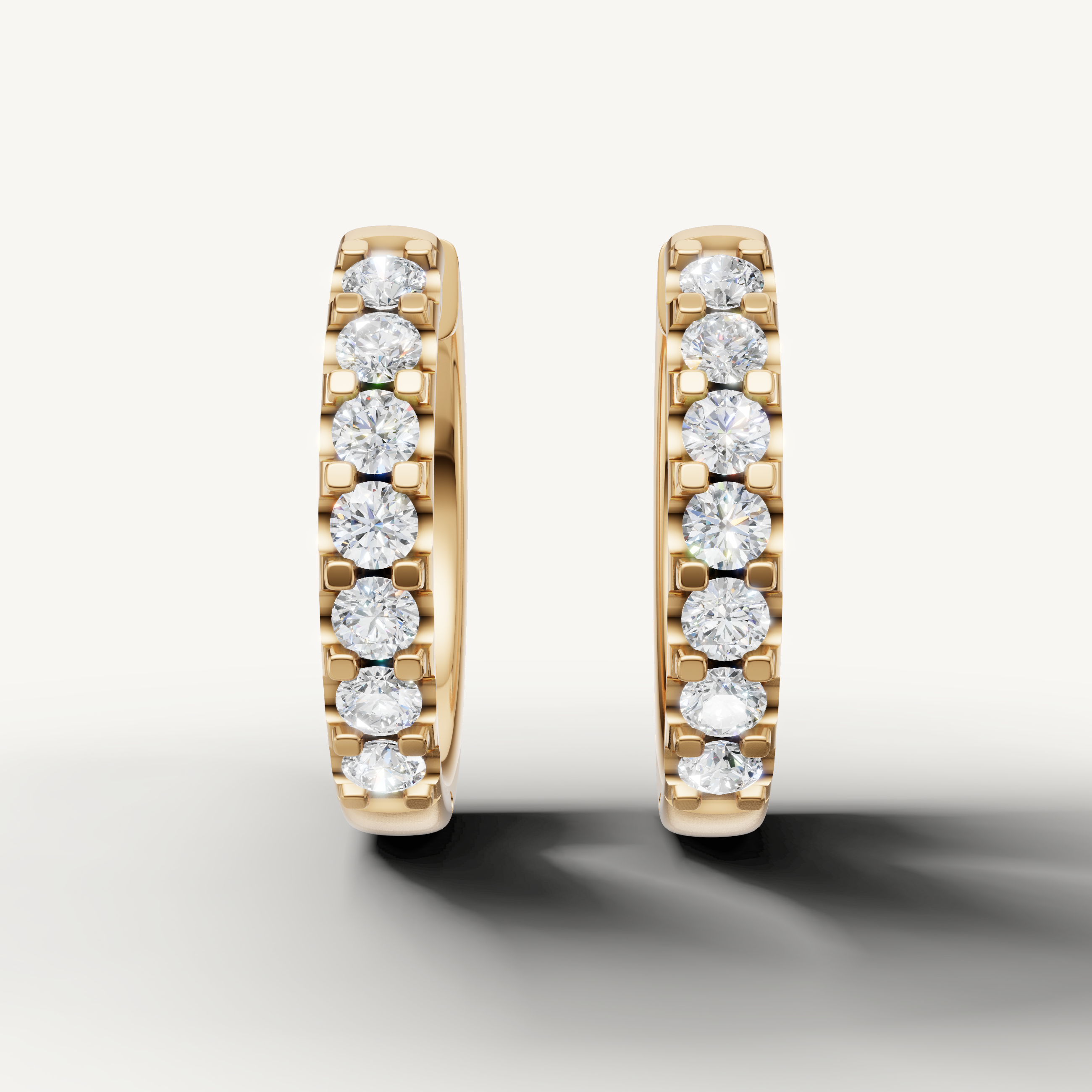 Raul Diamonds yellow gold diamond hoop earrings with round brilliant pave sparkle
