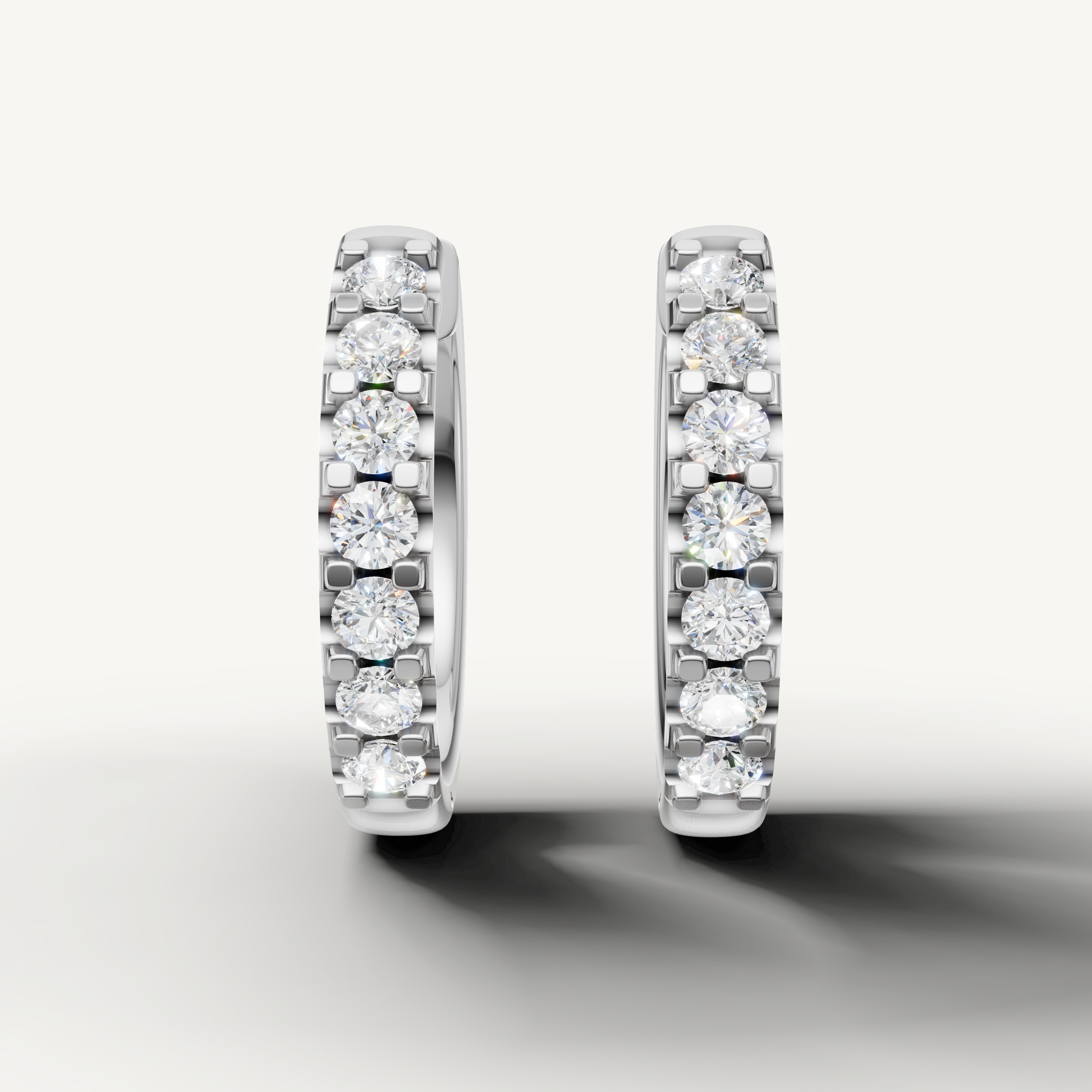 Raul Diamonds white gold diamond hoop earrings with round brilliant pave diamonds