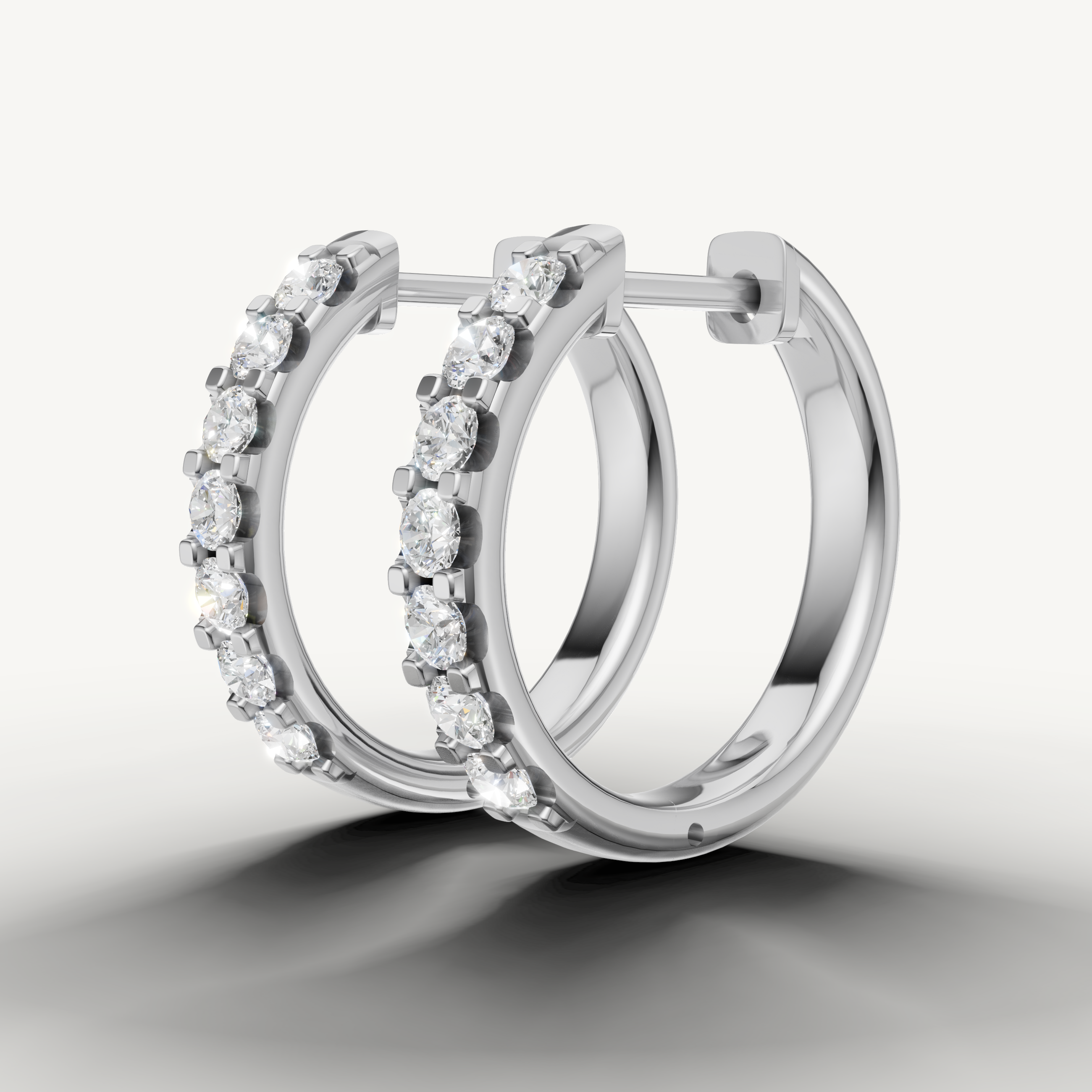 Raul Diamonds white gold pave diamond hoop earrings with refined fine jewelry craftsmanship