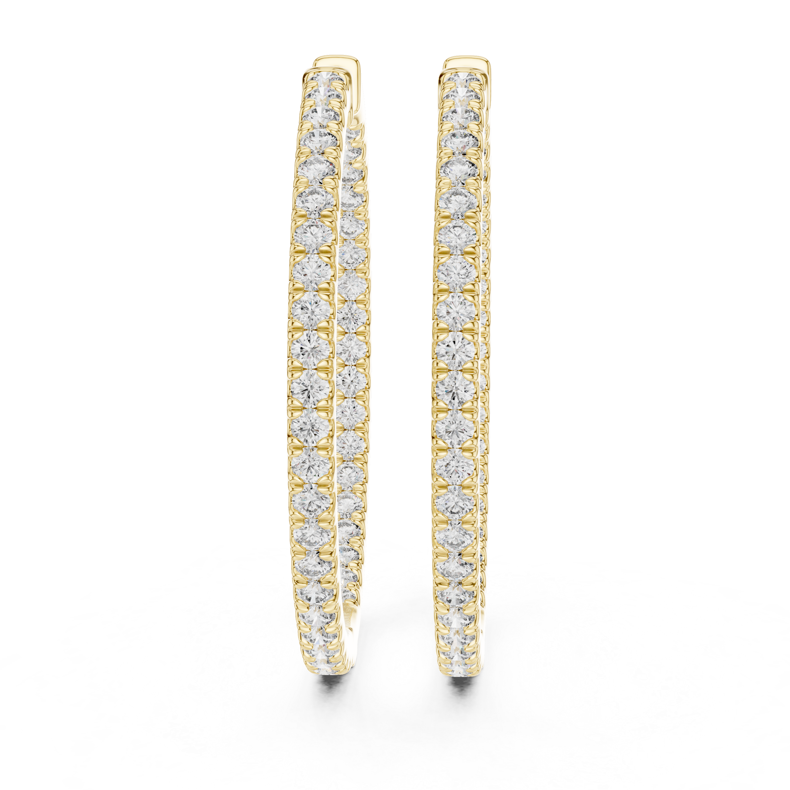 14K Gold Round Lab-Grown Diamond Huggie Hoop Earrings