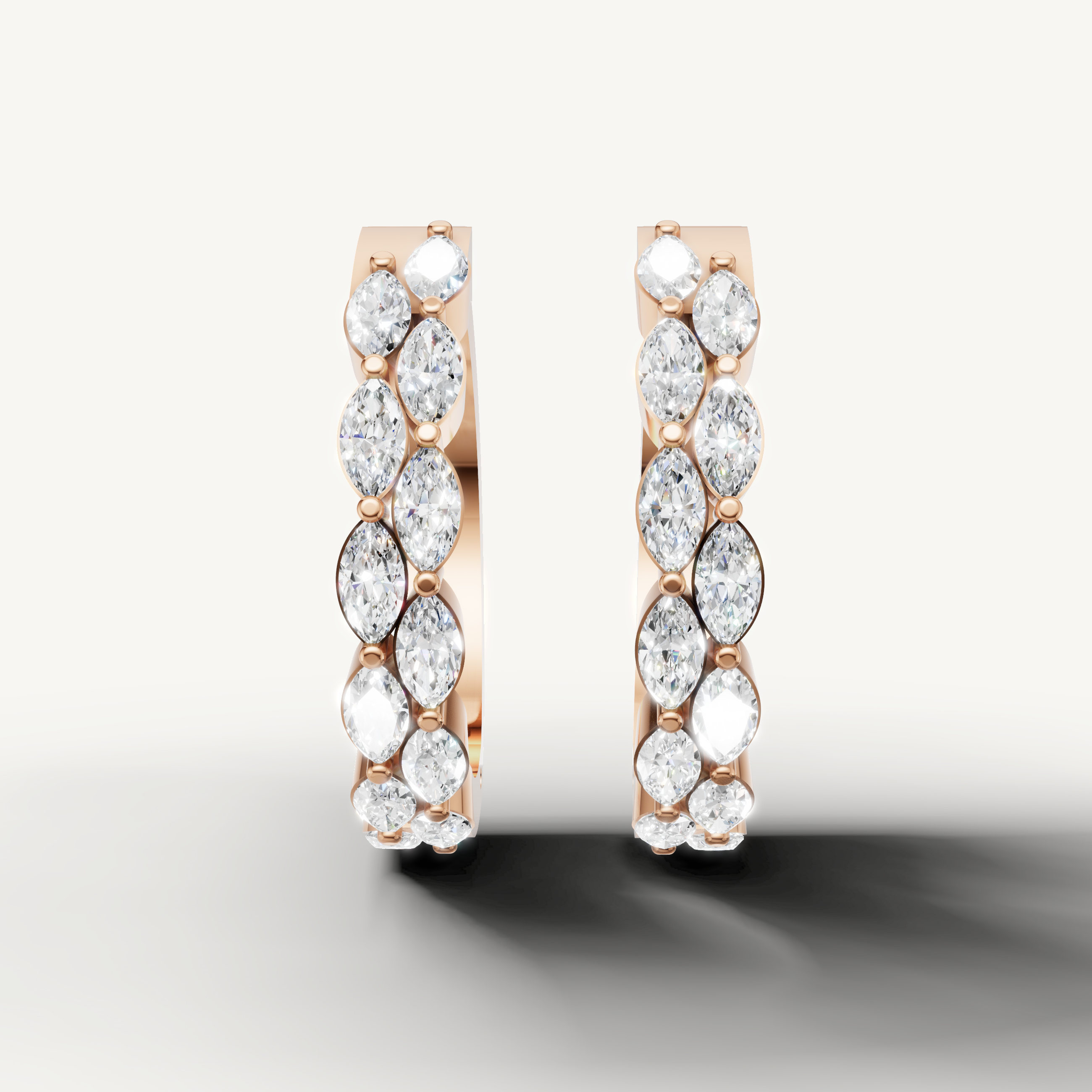 Raul Diamonds rose gold marquise diamond hoop earrings with sparkling luxury design