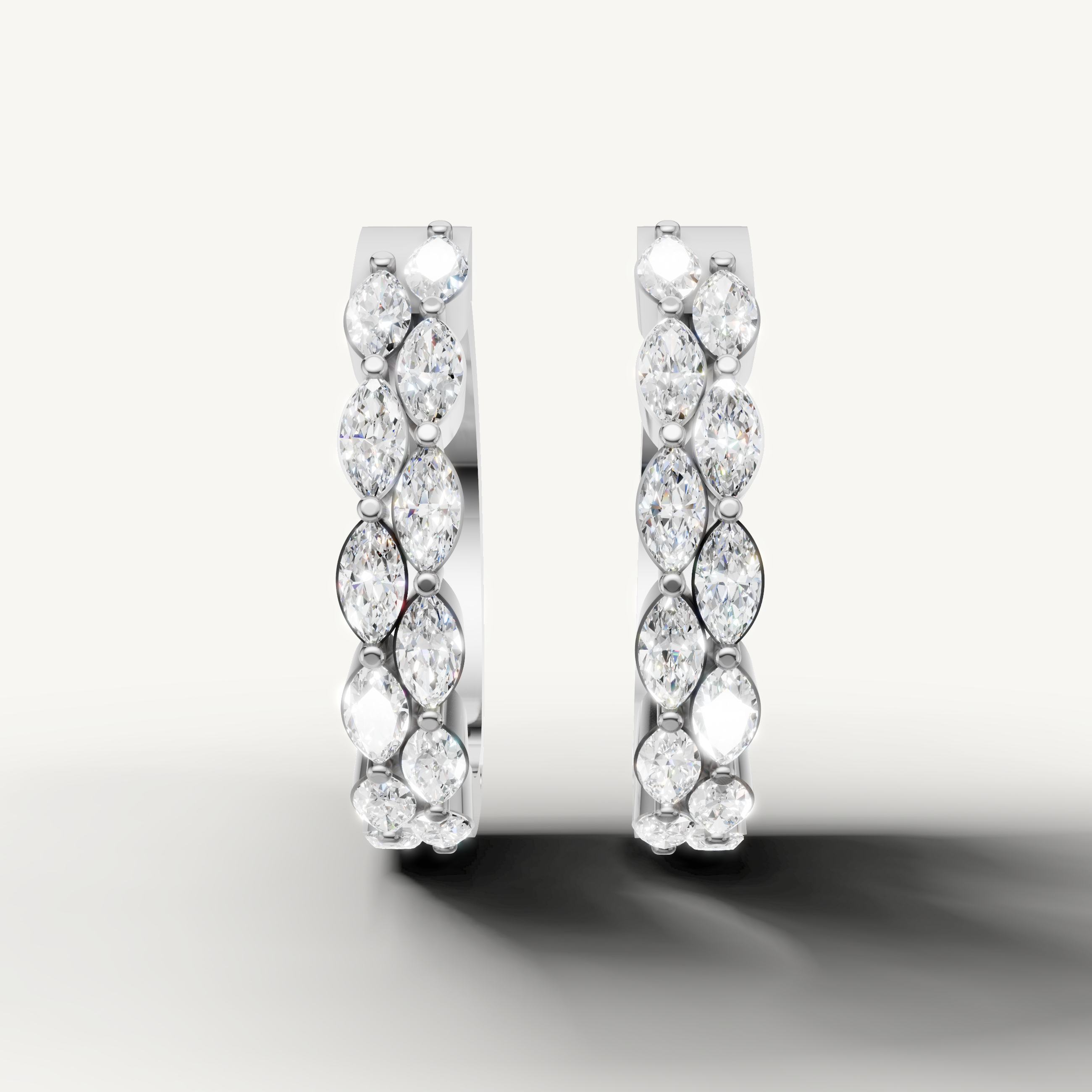 Raul Diamonds white gold marquise diamond hoop earrings with brilliant luxury sparkle