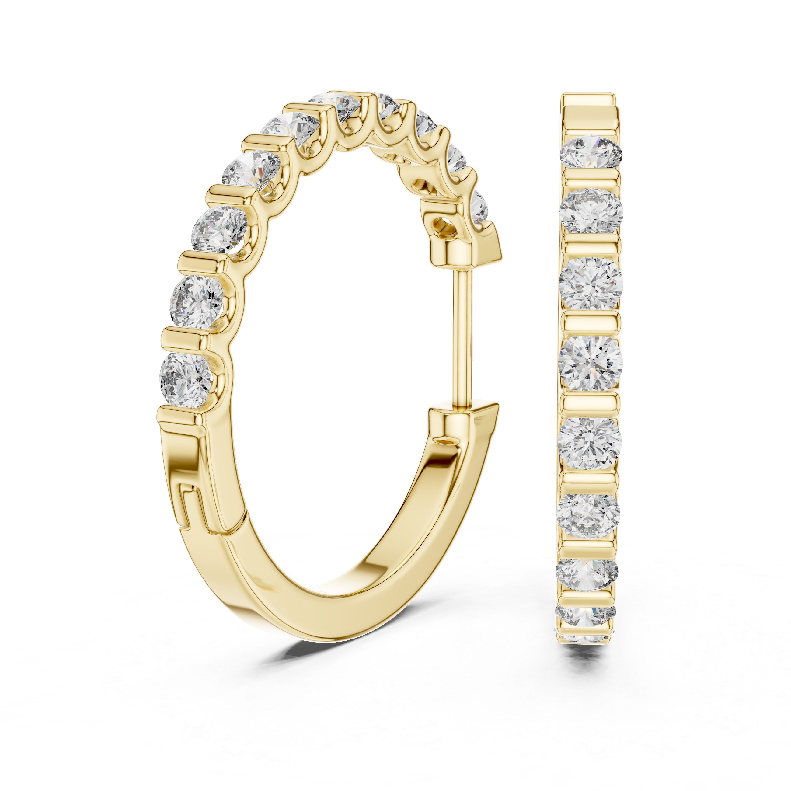 14K Gold Lab-Grown Diamond Huggie Hoop Earrings