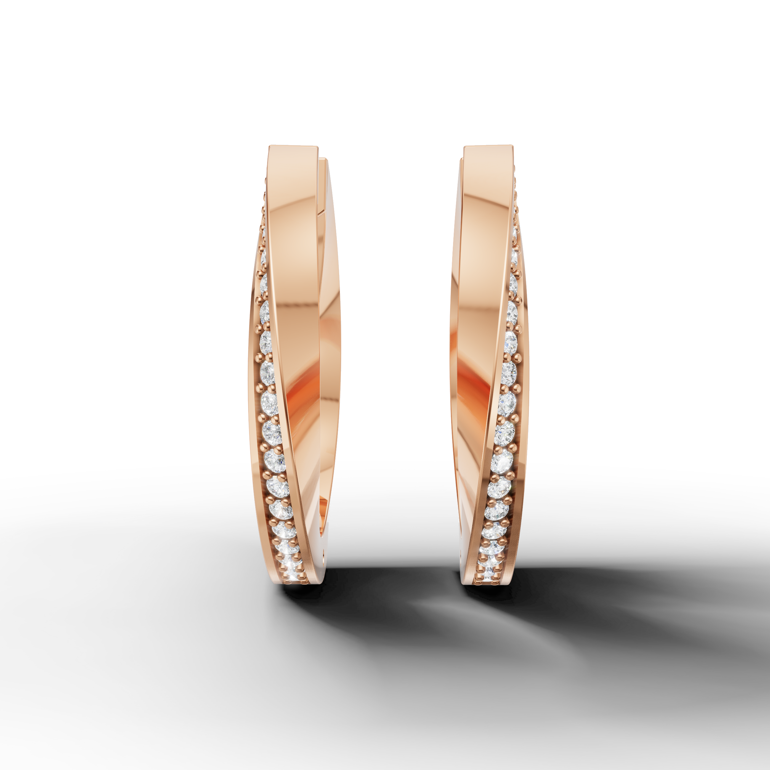 Raul Diamonds rose gold diamond hoop earrings with sleek pave diamond detailing