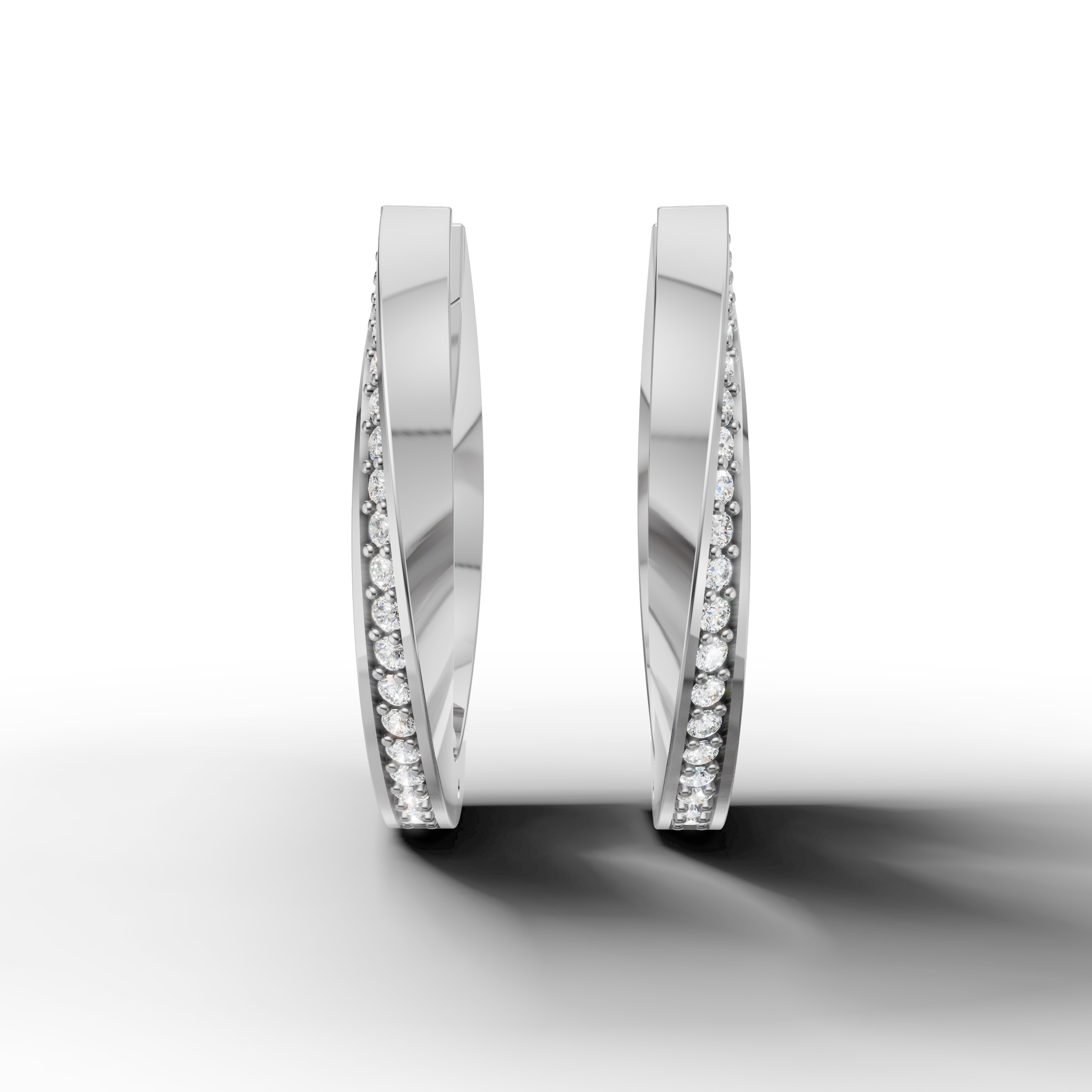 Raul Diamonds white gold diamond hoop earrings with elegant pave round diamonds