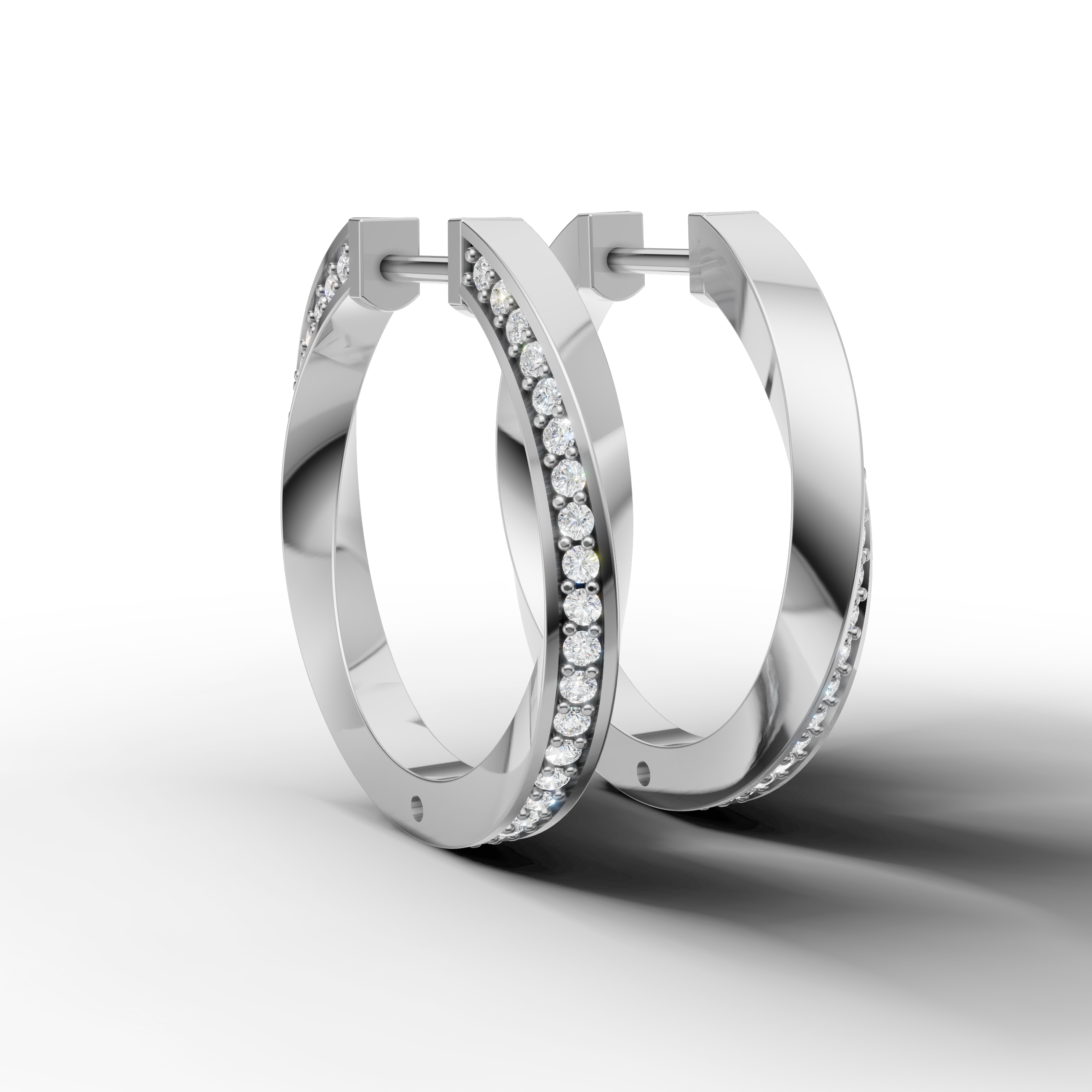 Luxury white gold modern diamond hoop earrings for women by Raul Diamonds