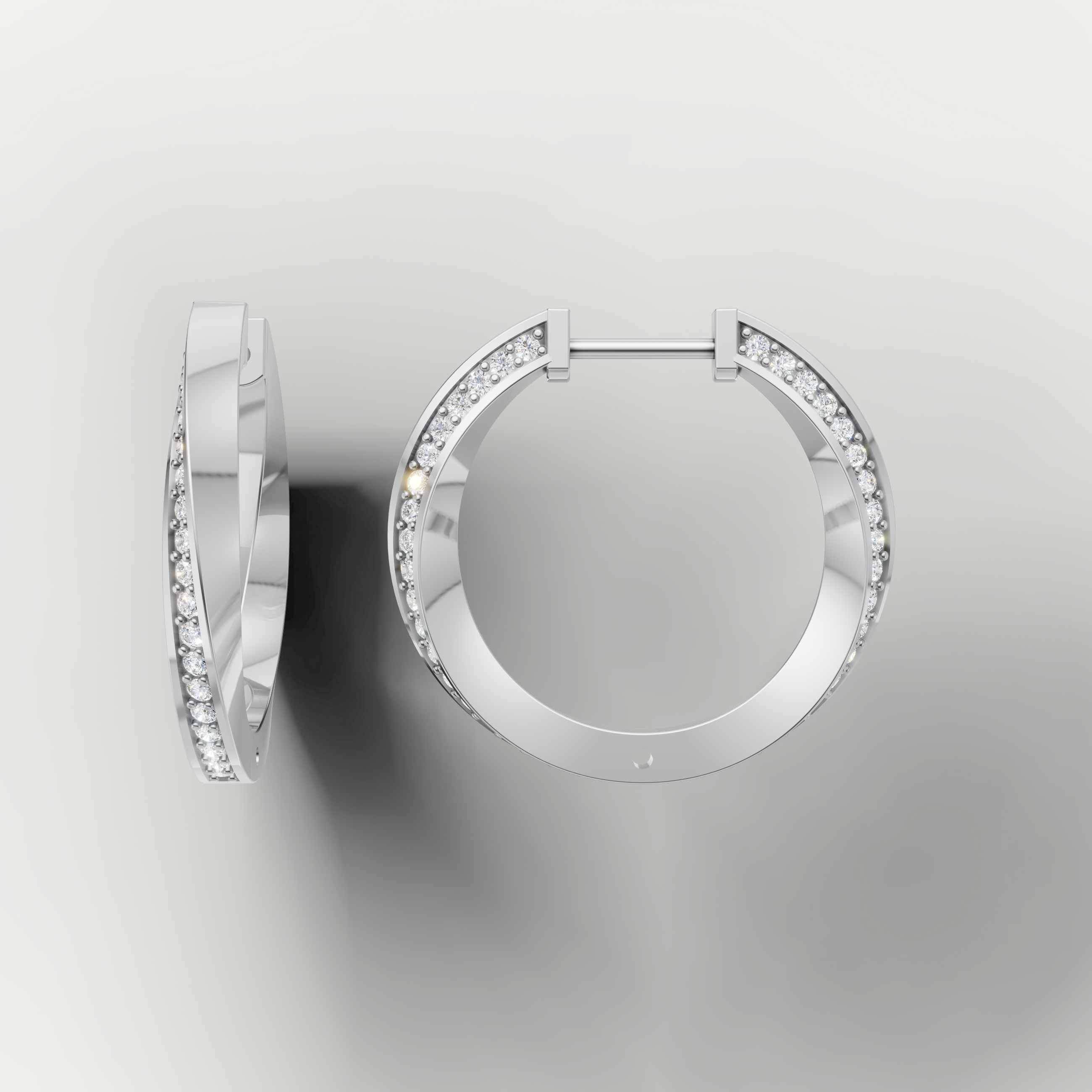 White gold slim diamond hoop earrings by Raul Diamonds featuring luxury craftsmanship