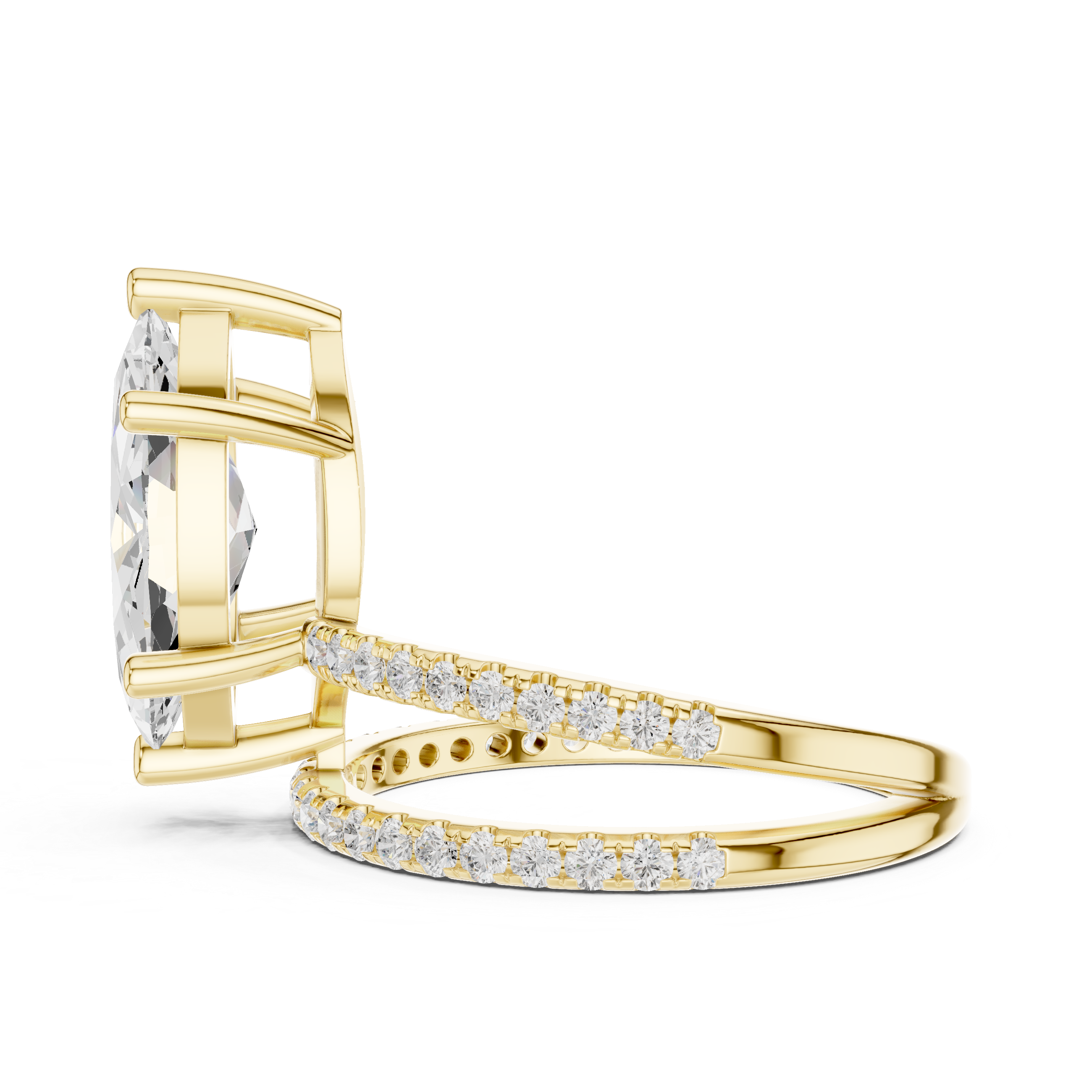 3 ct Marquise Lab-Grown Diamond Split-Shank Engagement Ring in 14k Gold
