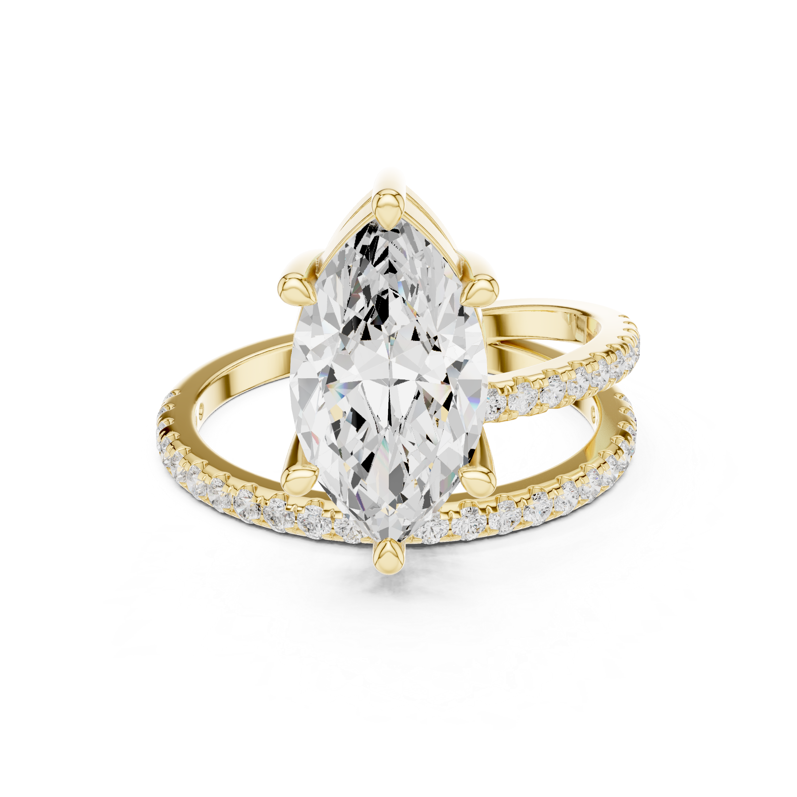 3 ct Marquise Lab-Grown Diamond Split-Shank Engagement Ring in 14k Gold