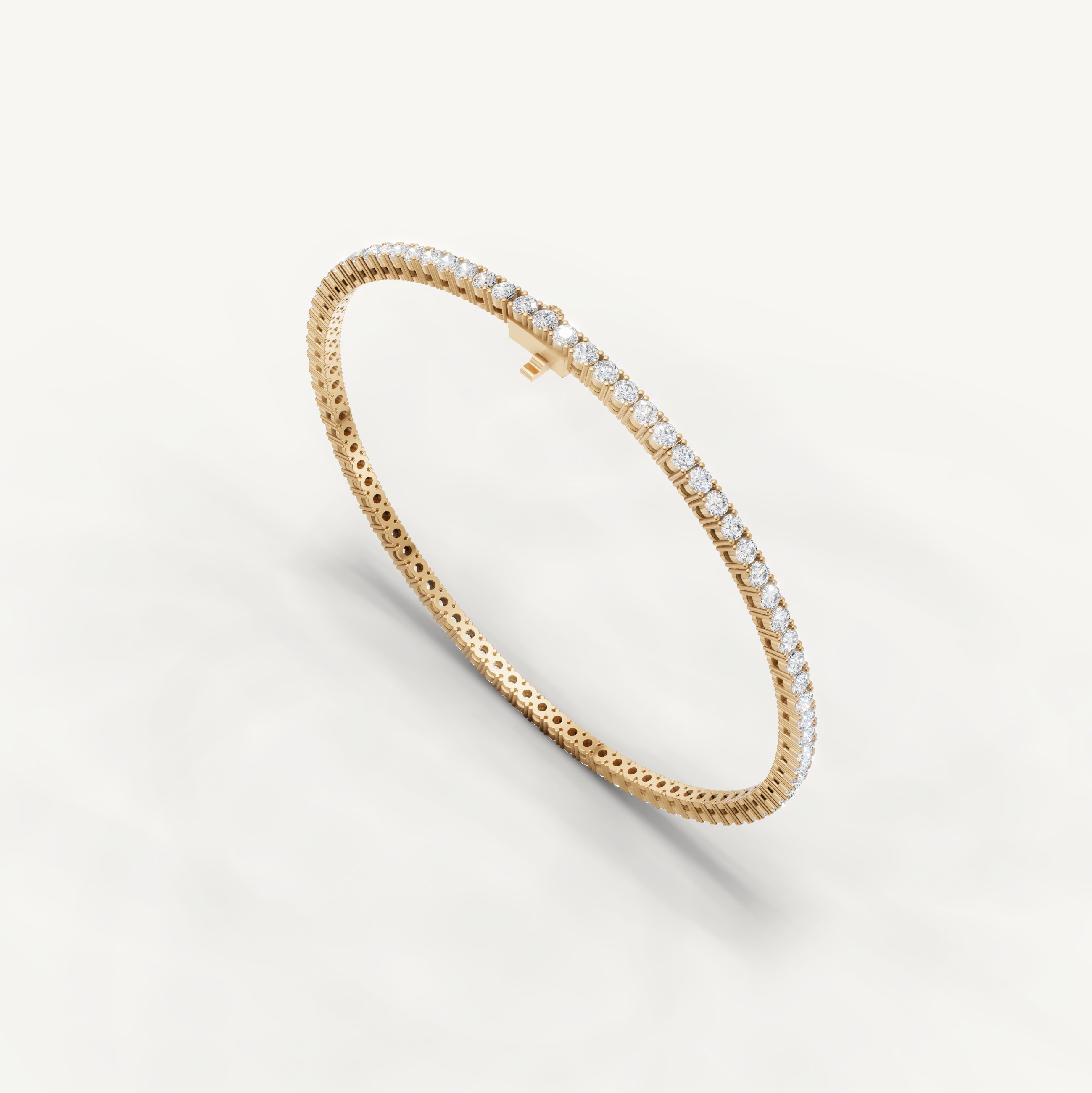 Minimal yellow gold tennis bracelet for women with lab grown diamonds by Raul Diamonds