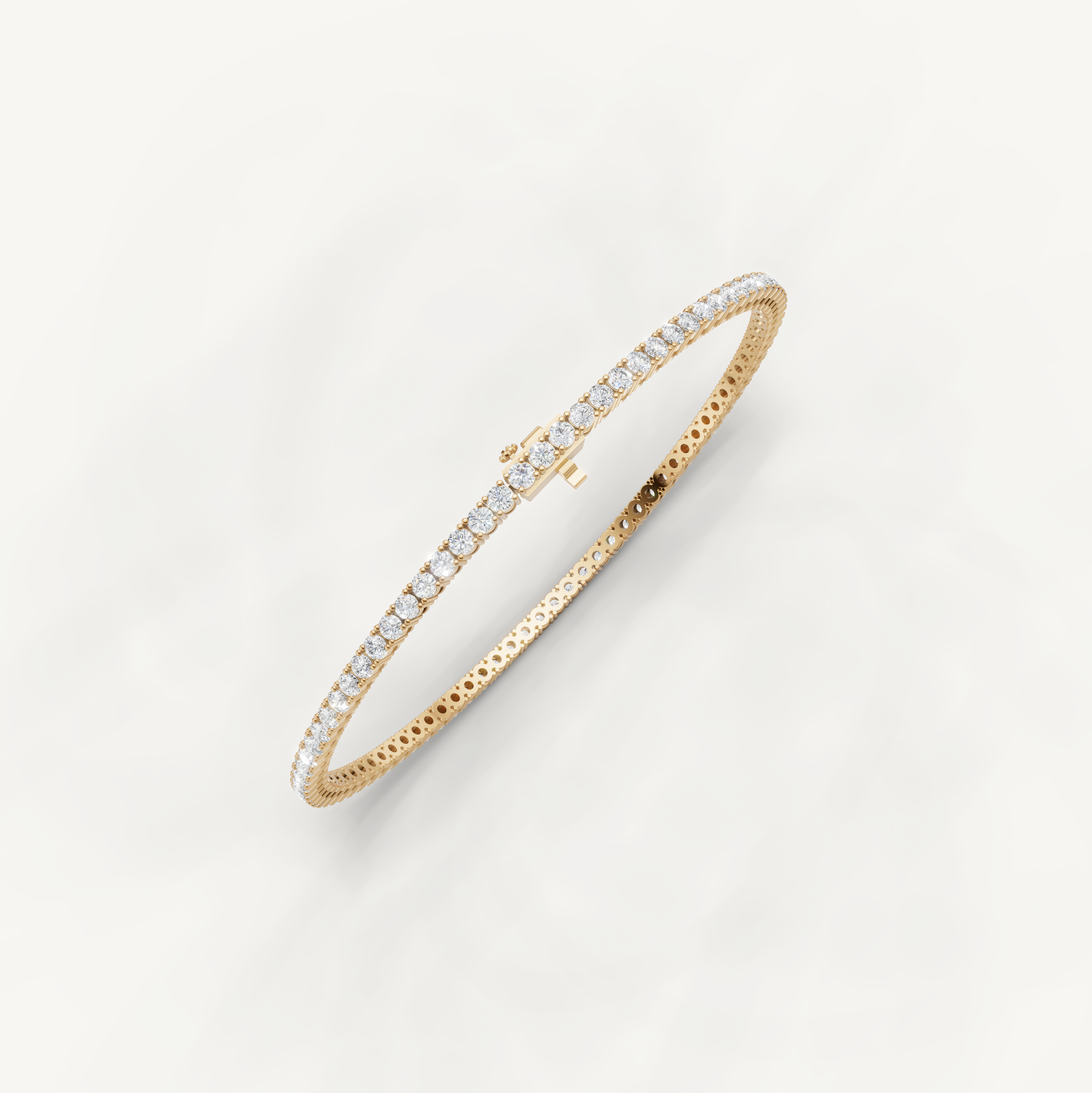 Elegant 3 carat diamond tennis bracelet in polished yellow gold by Raul Diamonds