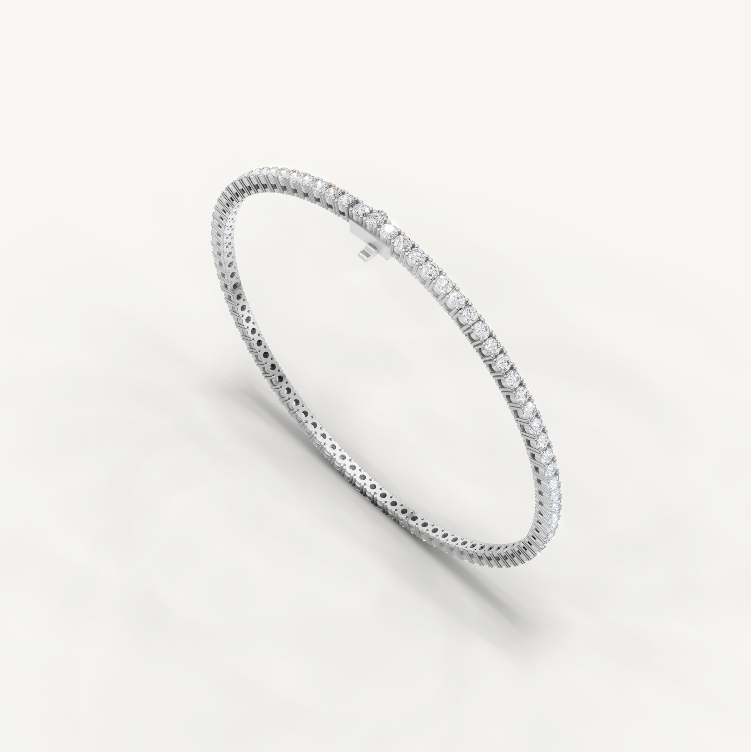 Minimal white gold round diamond bracelet with lab grown diamonds by Raul Diamonds