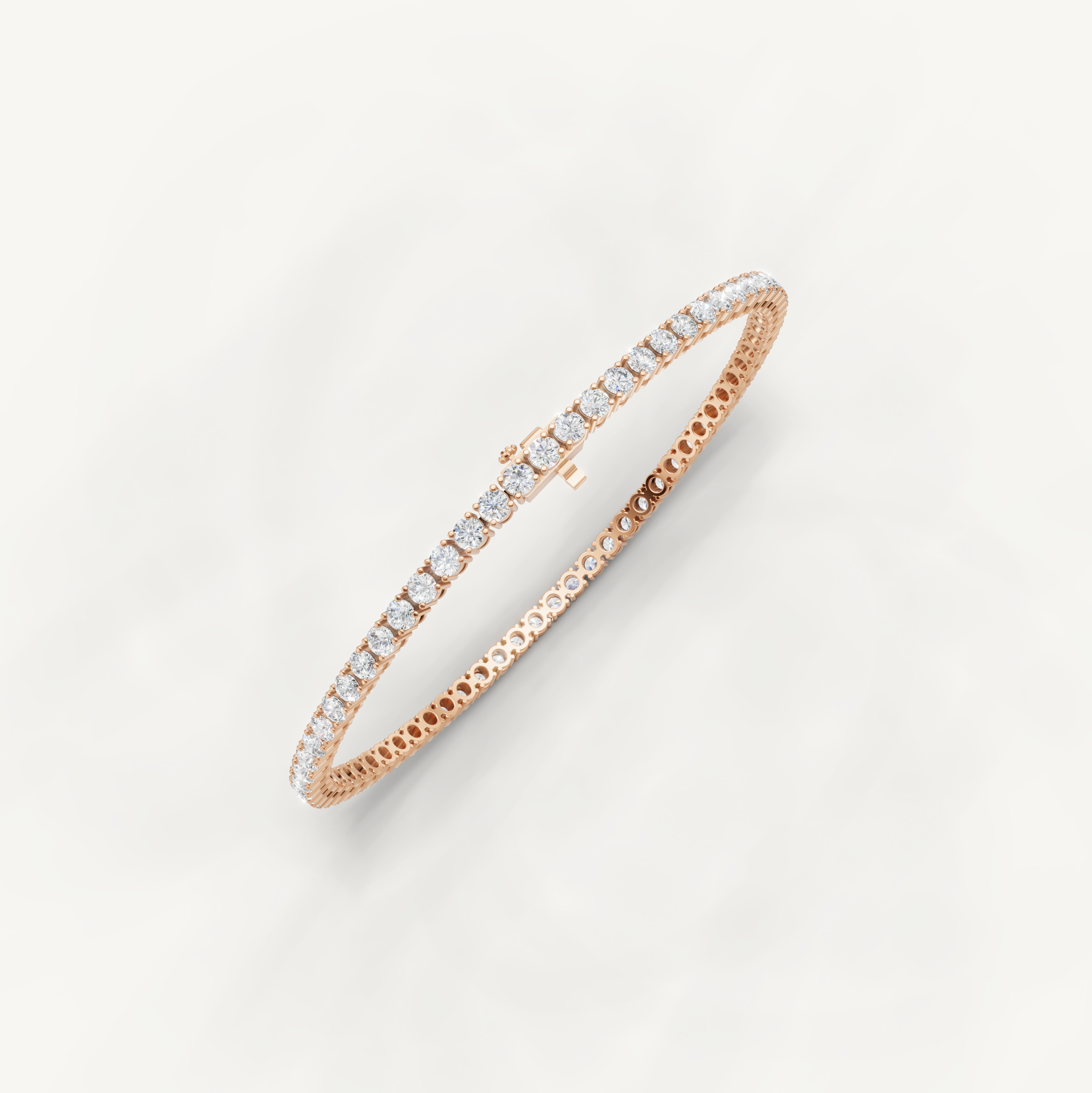 Elegant 4 carat tennis bracelet in polished rose gold by Raul Diamonds