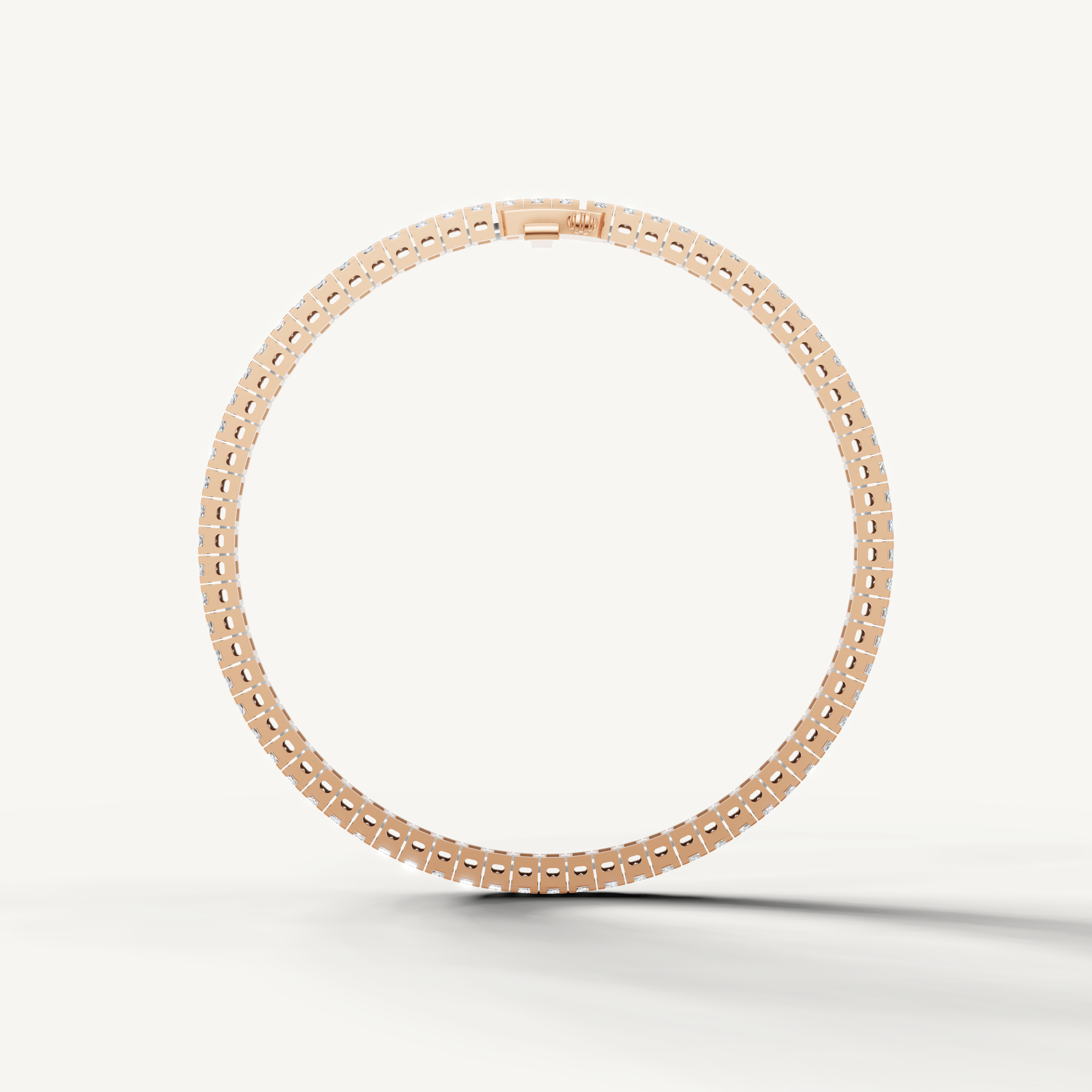 Contemporary rose gold diamond tennis bracelet with sleek modern styling