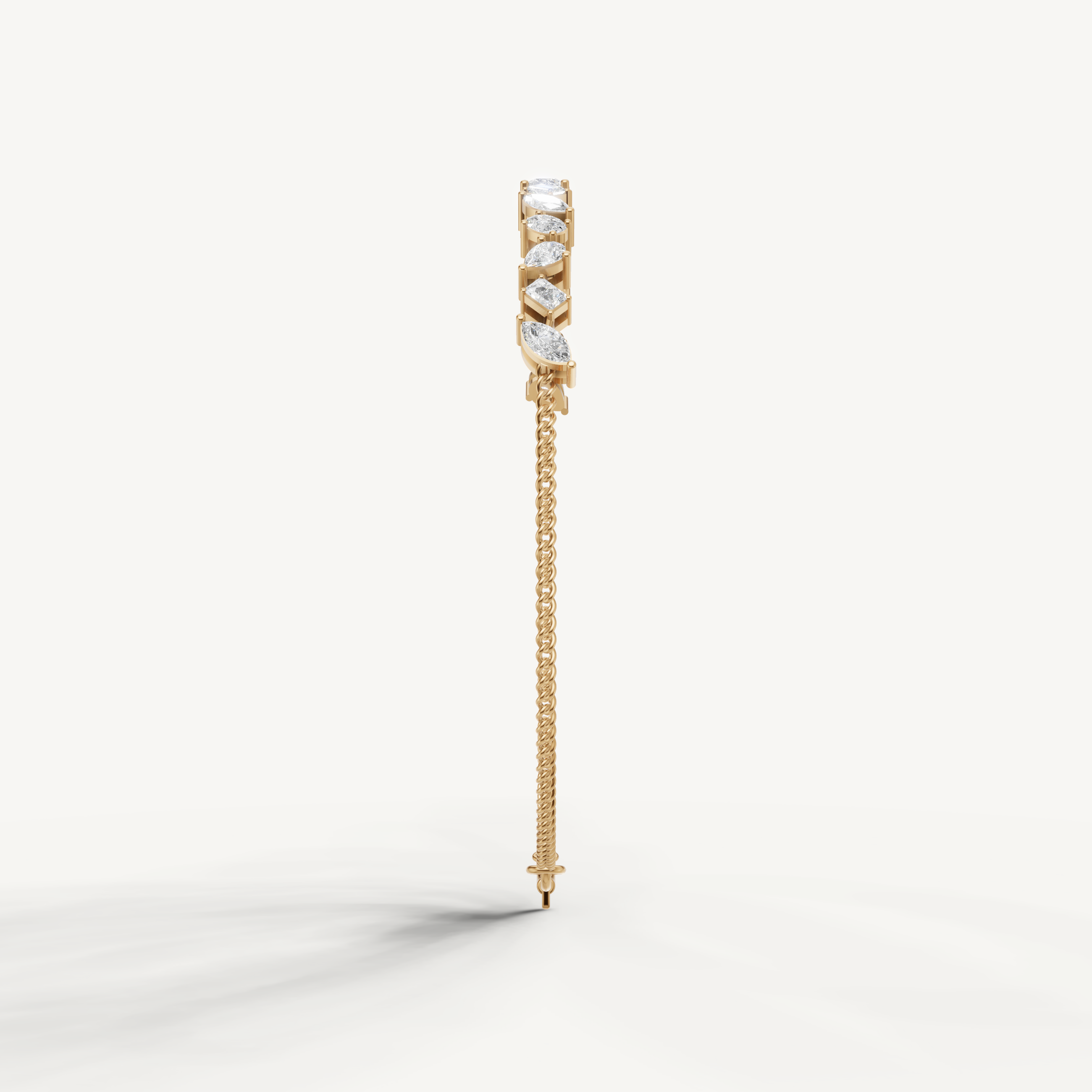 Luxury yellow gold diamond bracelet by Raul Diamonds with marquise cut diamonds