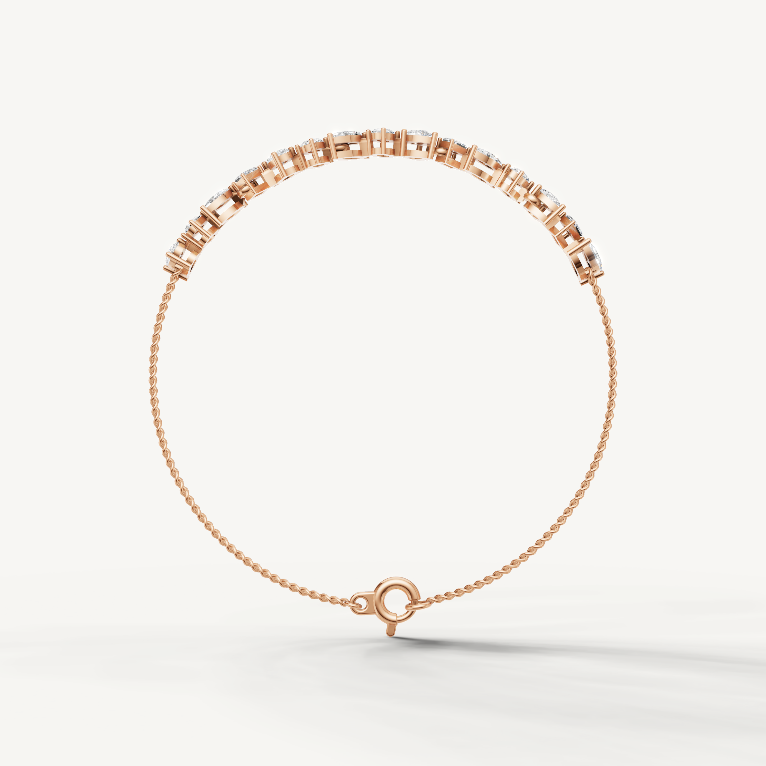 Raul Diamonds handcrafted rose gold bracelet with marquise diamond detailing