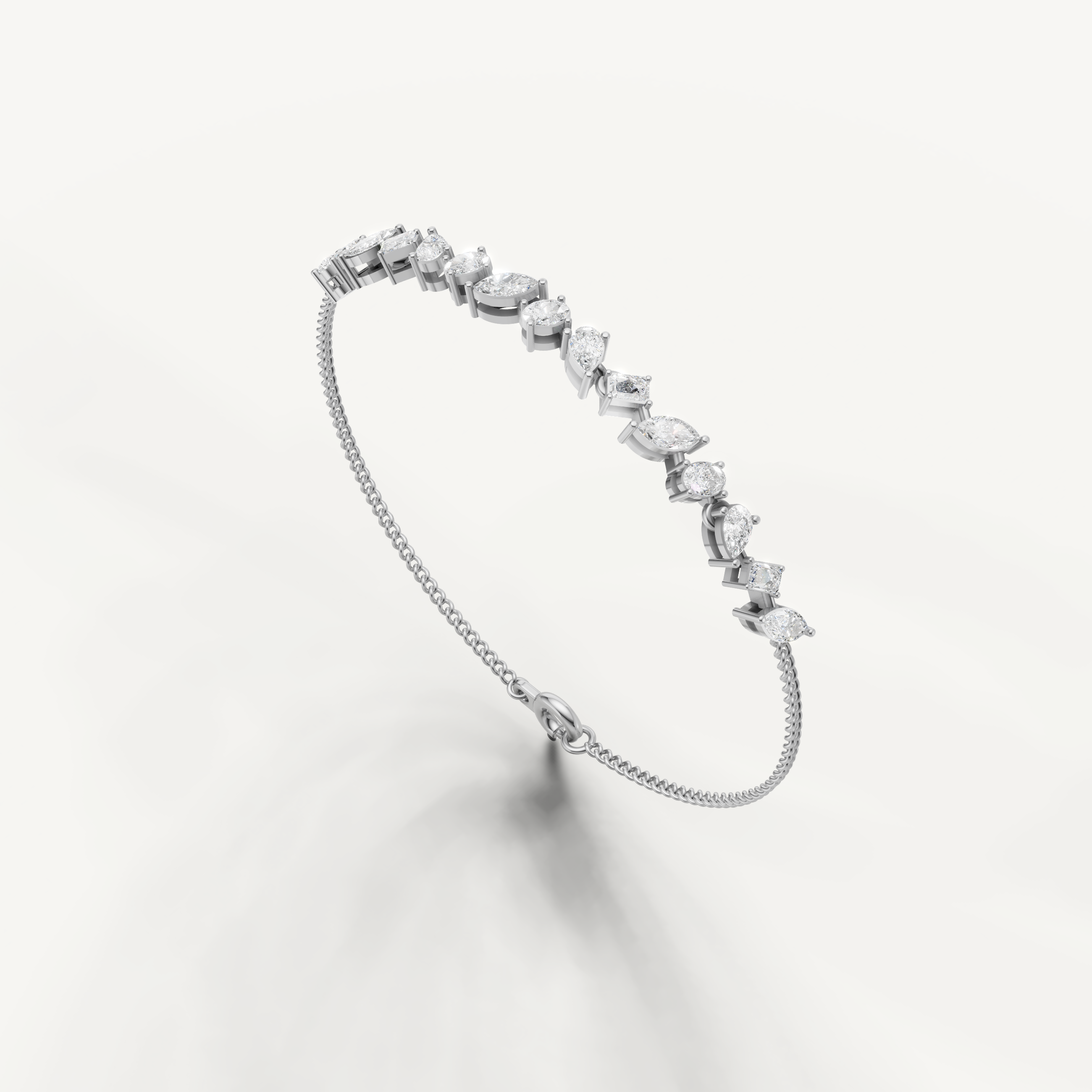Raul Diamonds elegant white gold bracelet with modern diamond leaf design