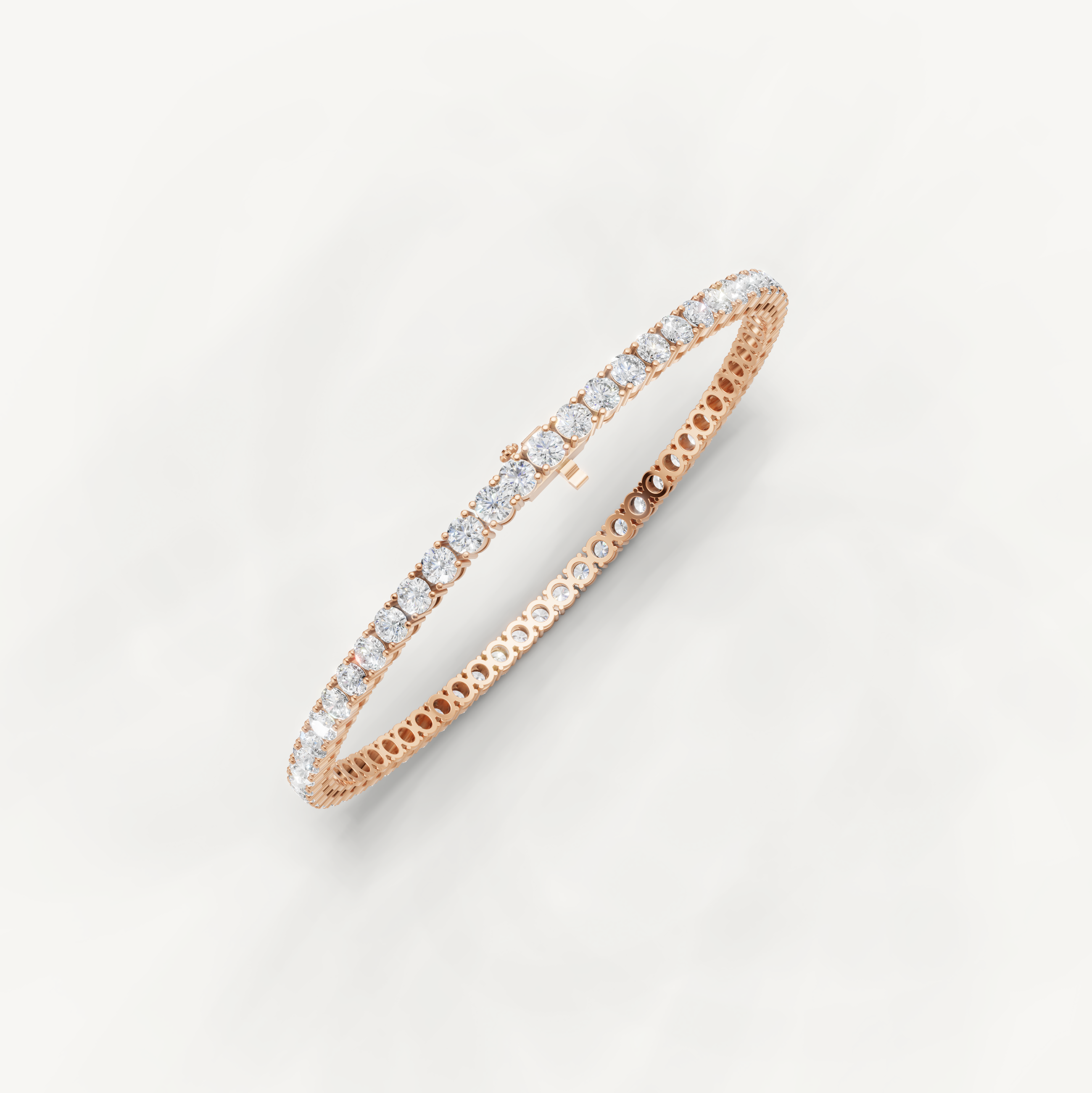 Elegant 5 carat tennis bracelet in polished rose gold by Raul Diamonds
