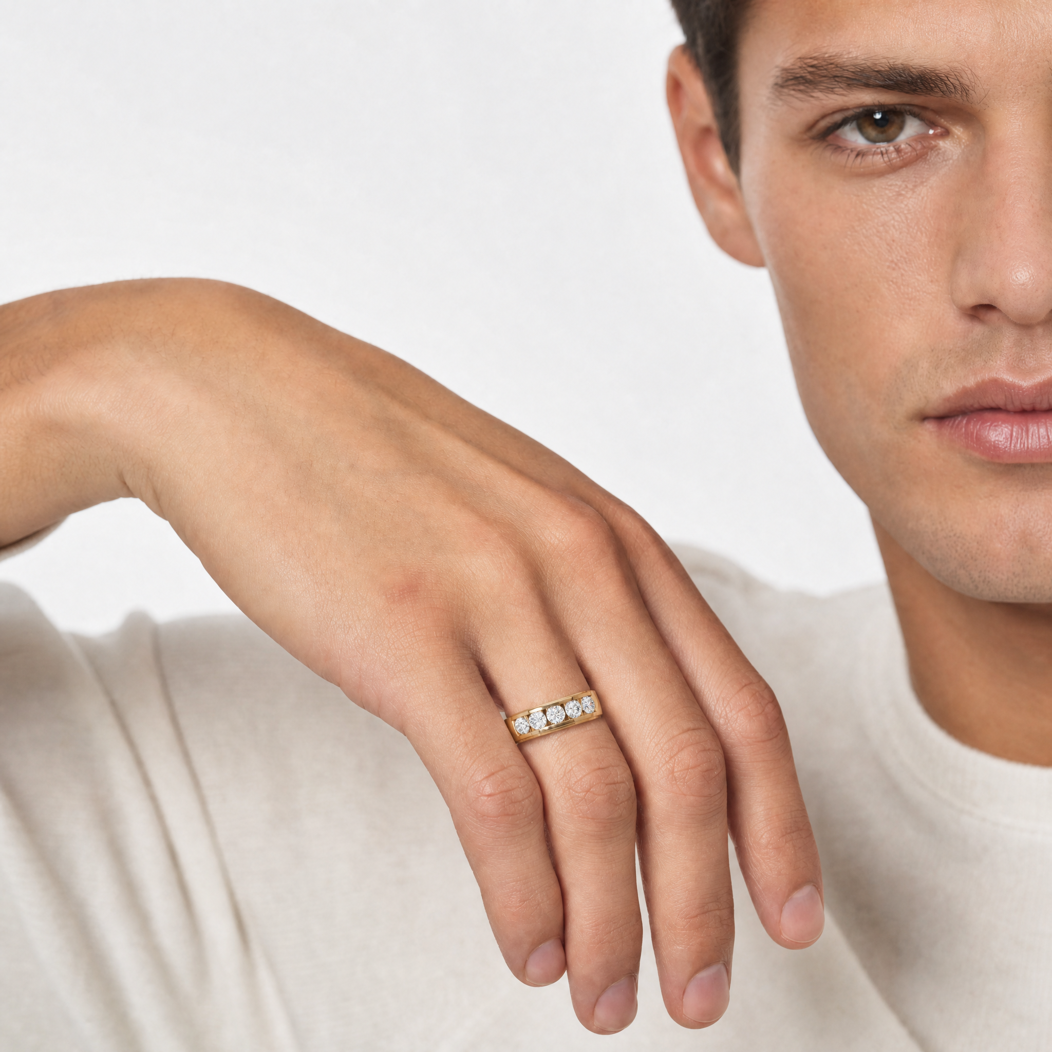 Men's Lab-Grown Diamond Channel Set Wedding Band in 14K Gold
