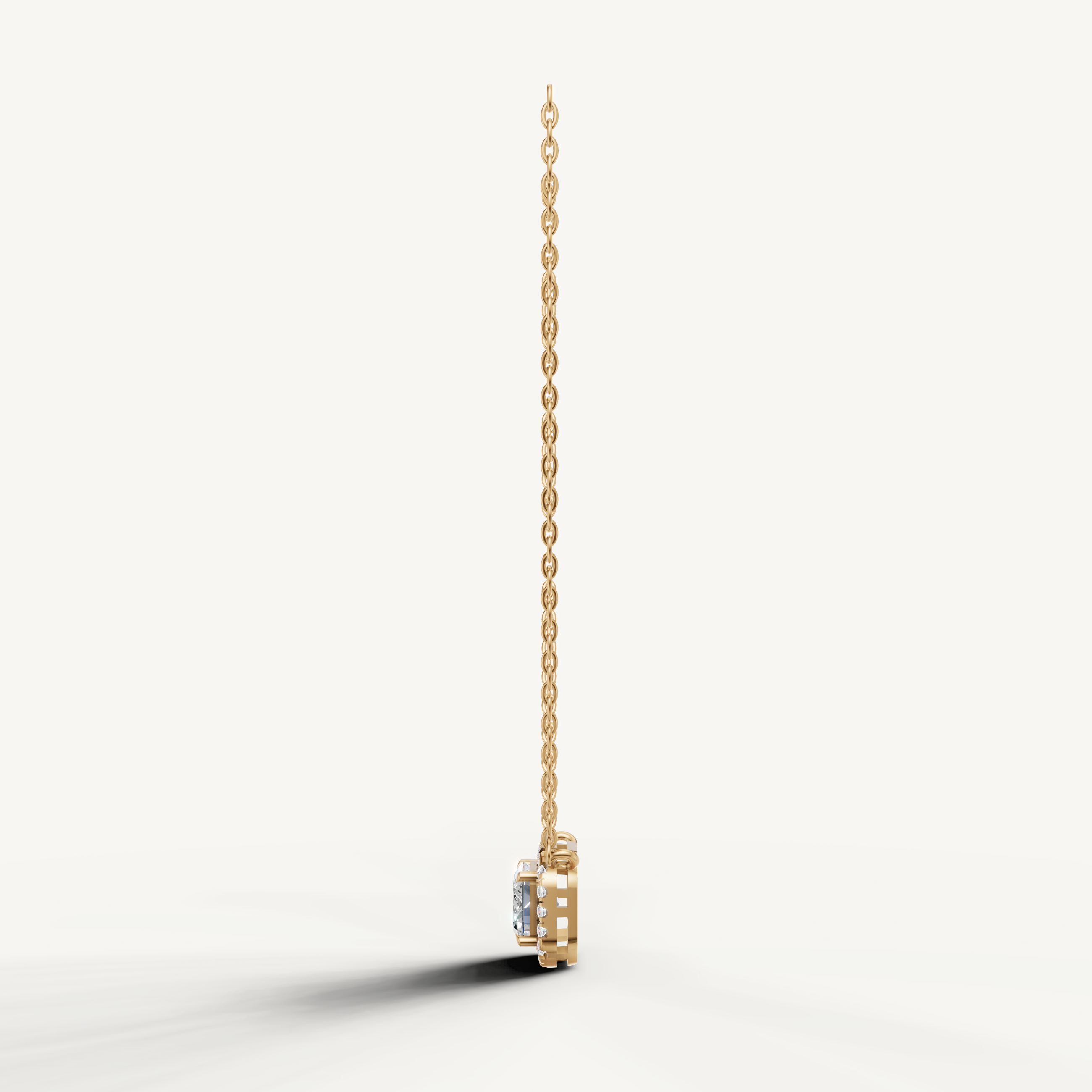 Elegant Emerald Cut Lab Grown Diamond Necklace with Pavé Halo Yellow Gold