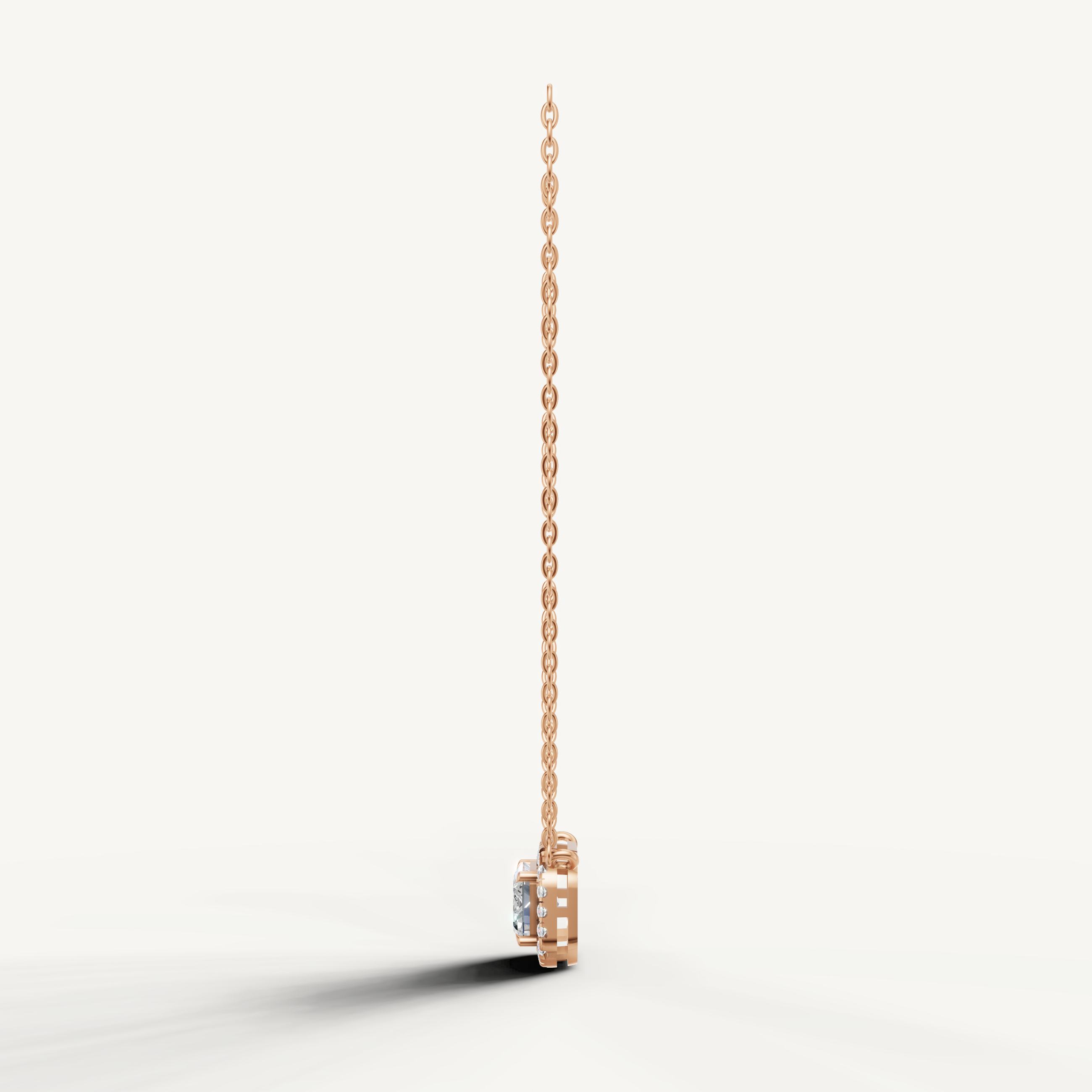 Elegant Emerald Cut Lab Grown Diamond Necklace with Pavé Halo Rose Gold