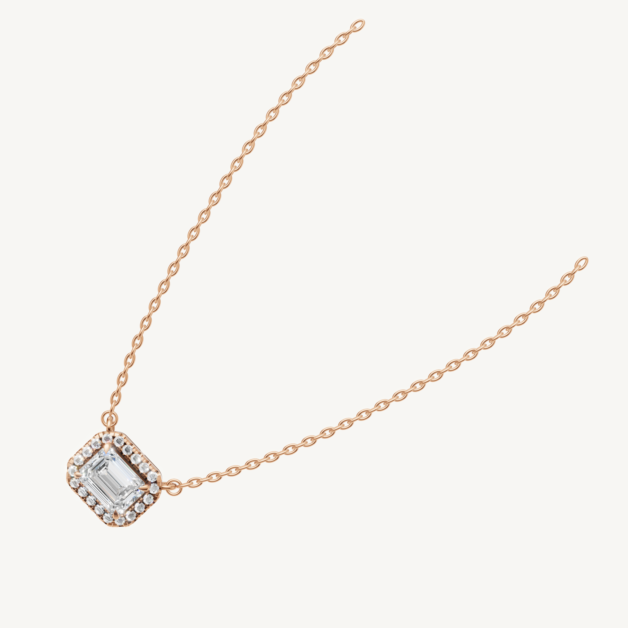 Fine Jewelry Emerald Cut Halo Pendant by Raul Diamonds
