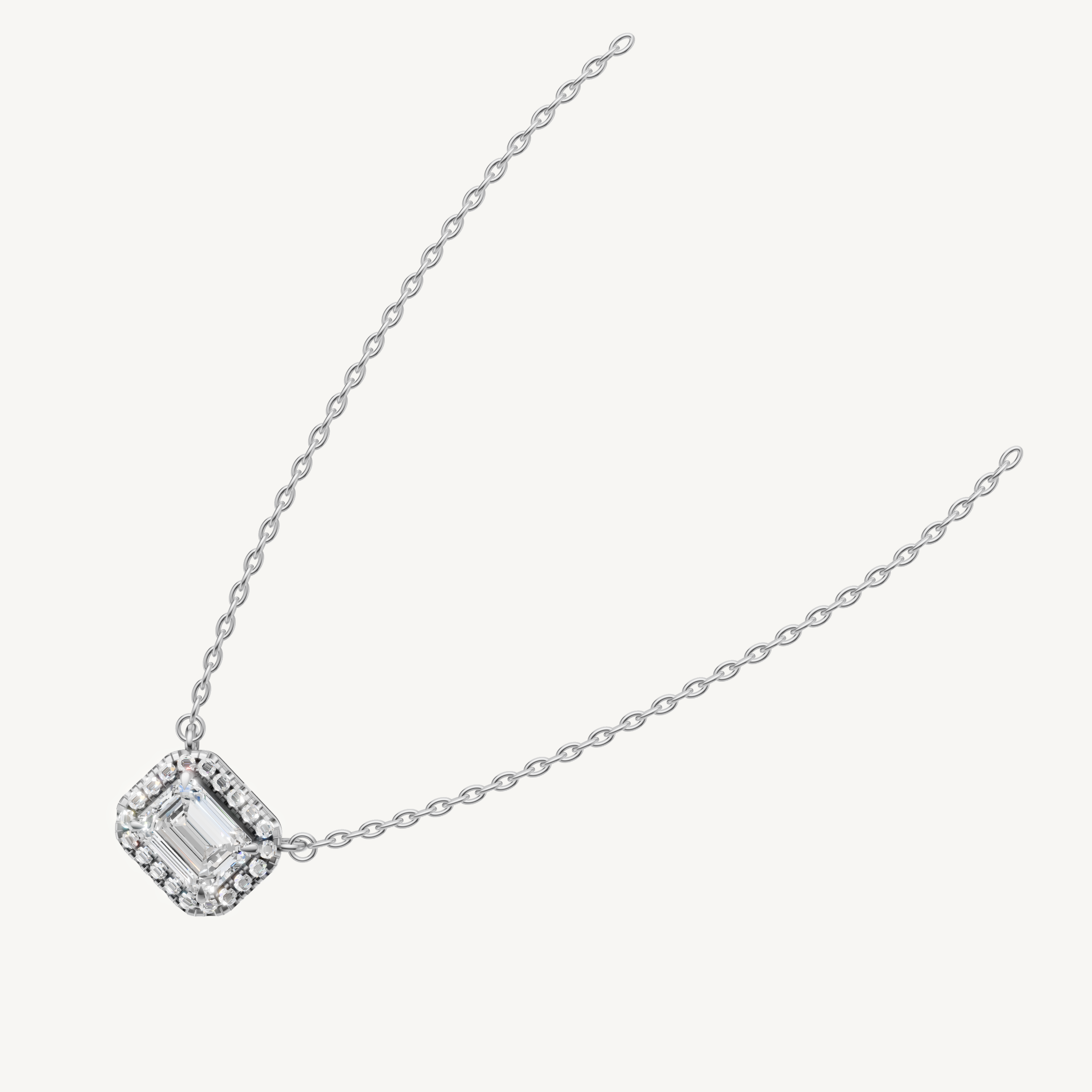 Fine Jewelry Emerald Cut Halo Pendant by Raul Diamonds