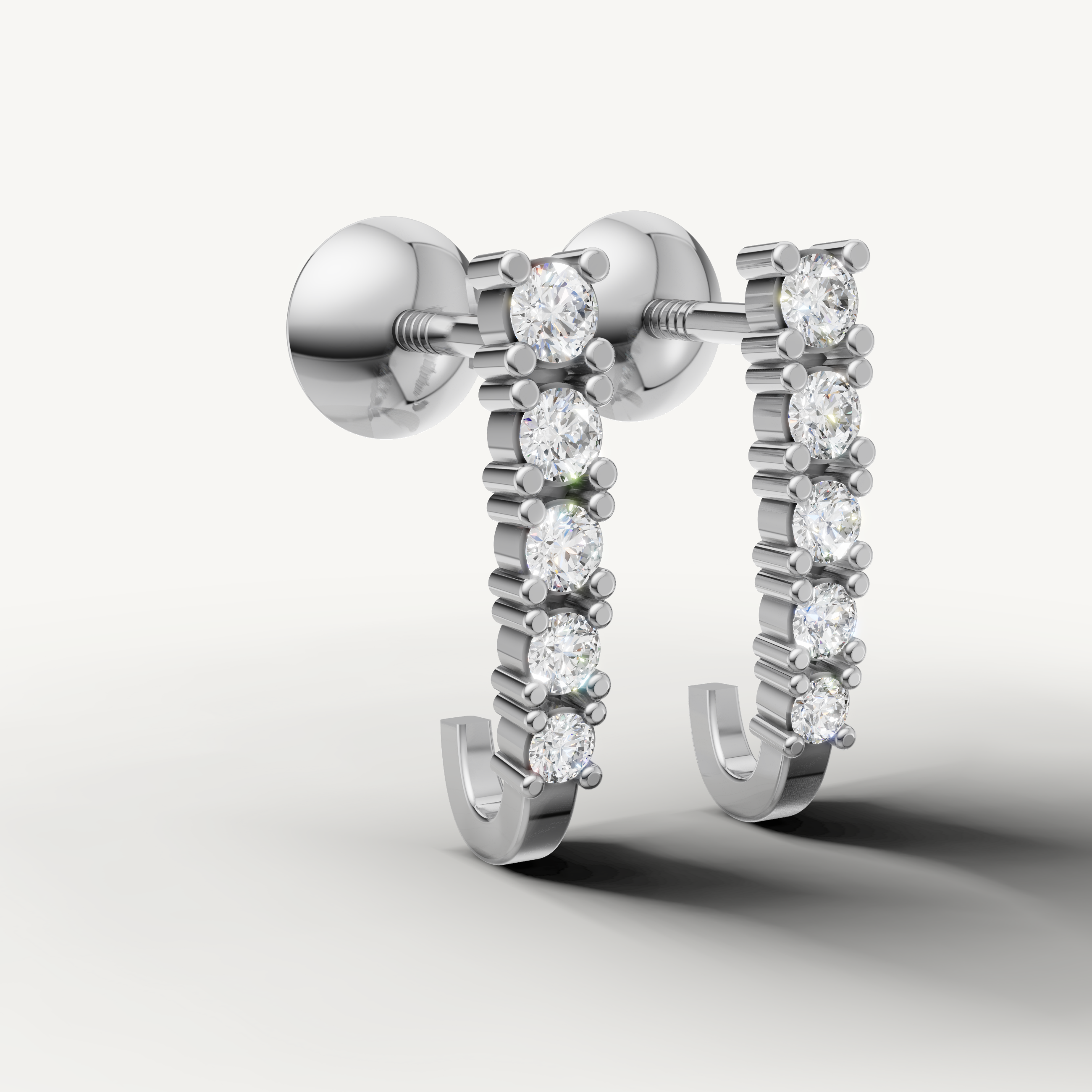Luxury white gold round diamond hoop earrings with timeless sparkle by Raul Diamonds