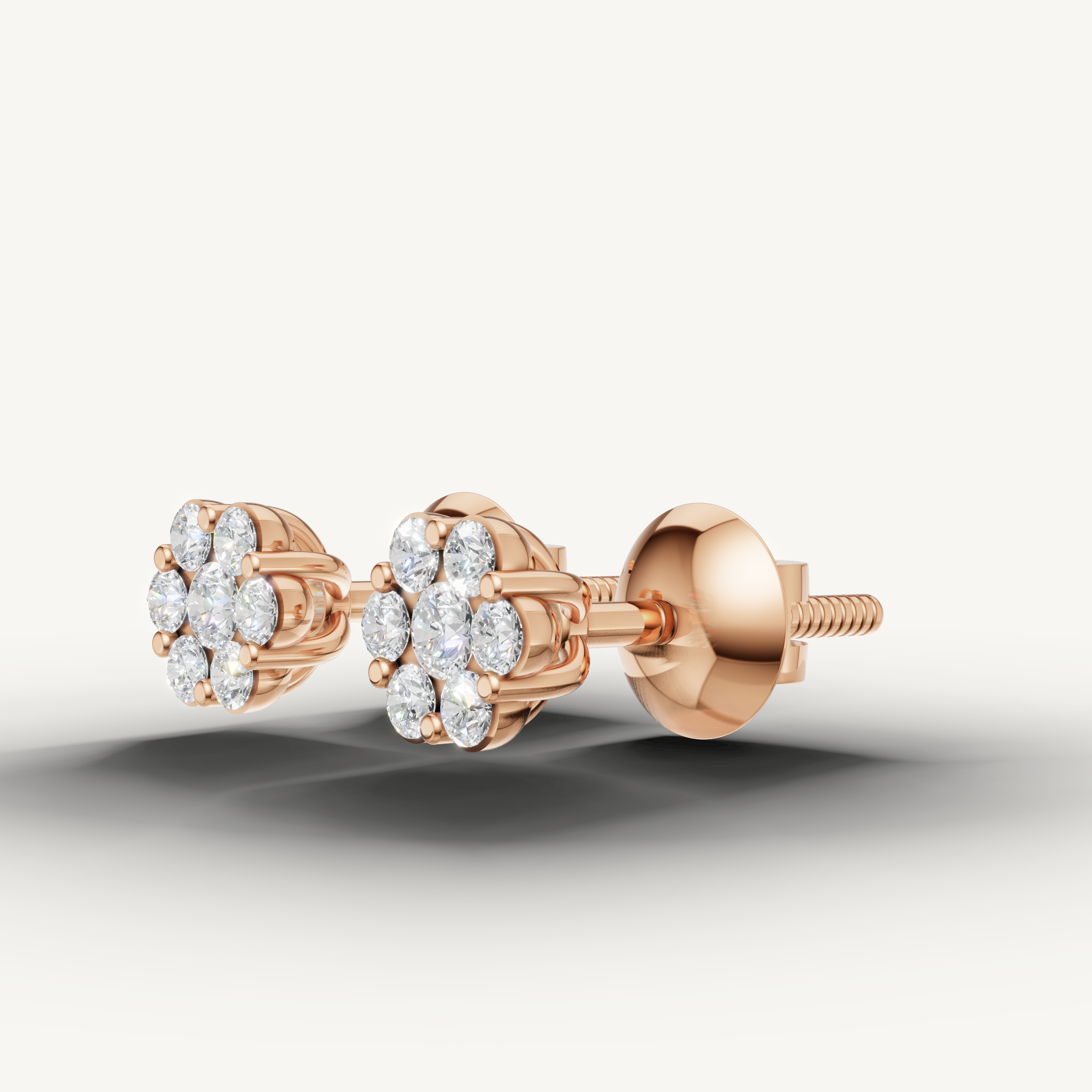 Raul Diamonds rose gold round diamond flower earrings for everyday luxury wear