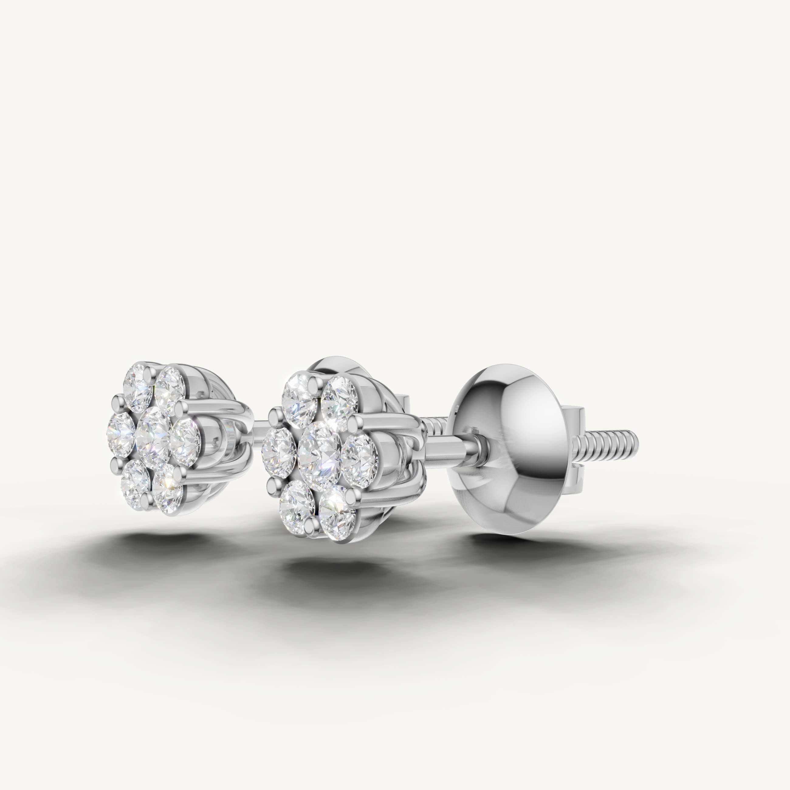 Luxury white gold diamond floral stud earrings with timeless sparkle by Raul Diamonds