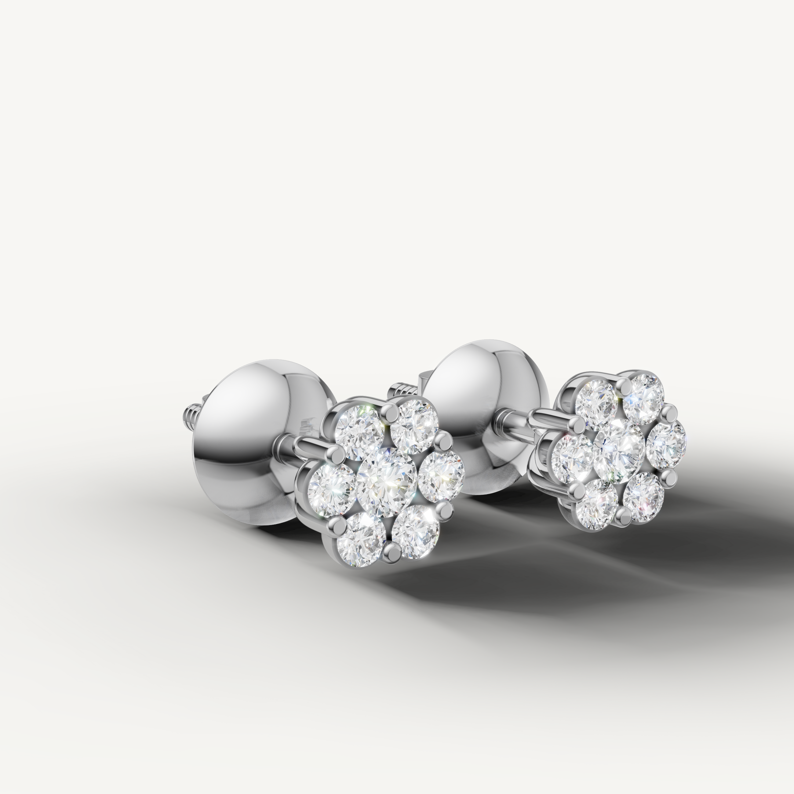 Raul Diamonds white gold round diamond flower earrings with classic luxury styling