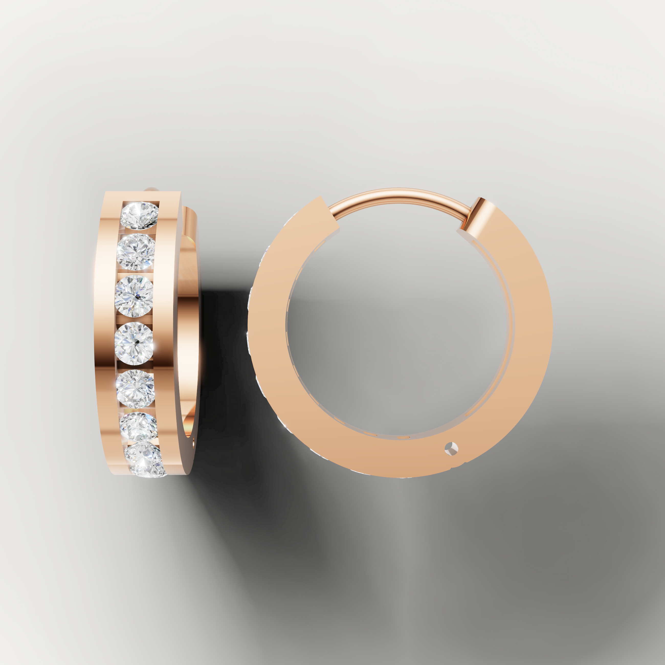 Raul Diamonds rose gold diamond earrings with sleek polished finish and timeless hoop styling